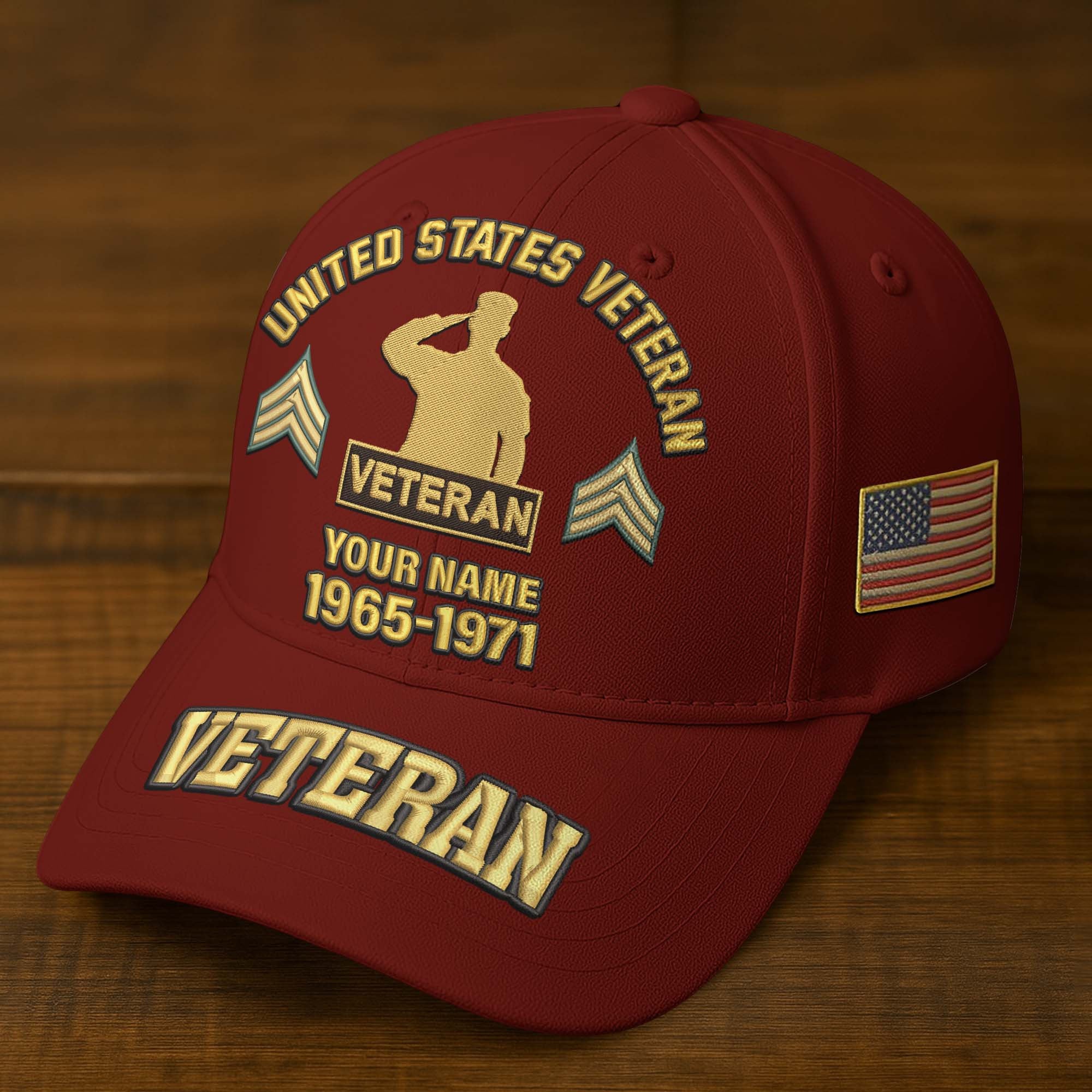 Premium Custom Name, Rank, Year, US Veterans Embroidered Hats BPVC300601, Gift For US Veterans, Gifts On Father's Day, Armed Forces Day, Veterans Day.