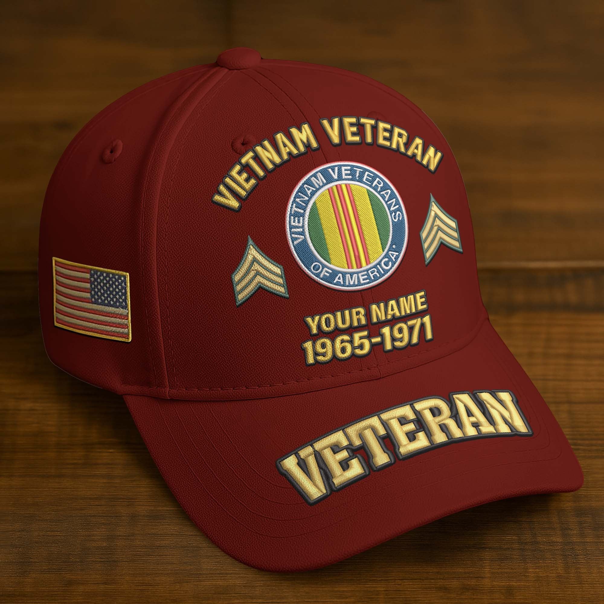 Premium Custom Name, Rank, Year, US Veterans Embroidered Hats BPVC300601, Gift For US Veterans, Gifts On Father's Day, Armed Forces Day, Veterans Day.