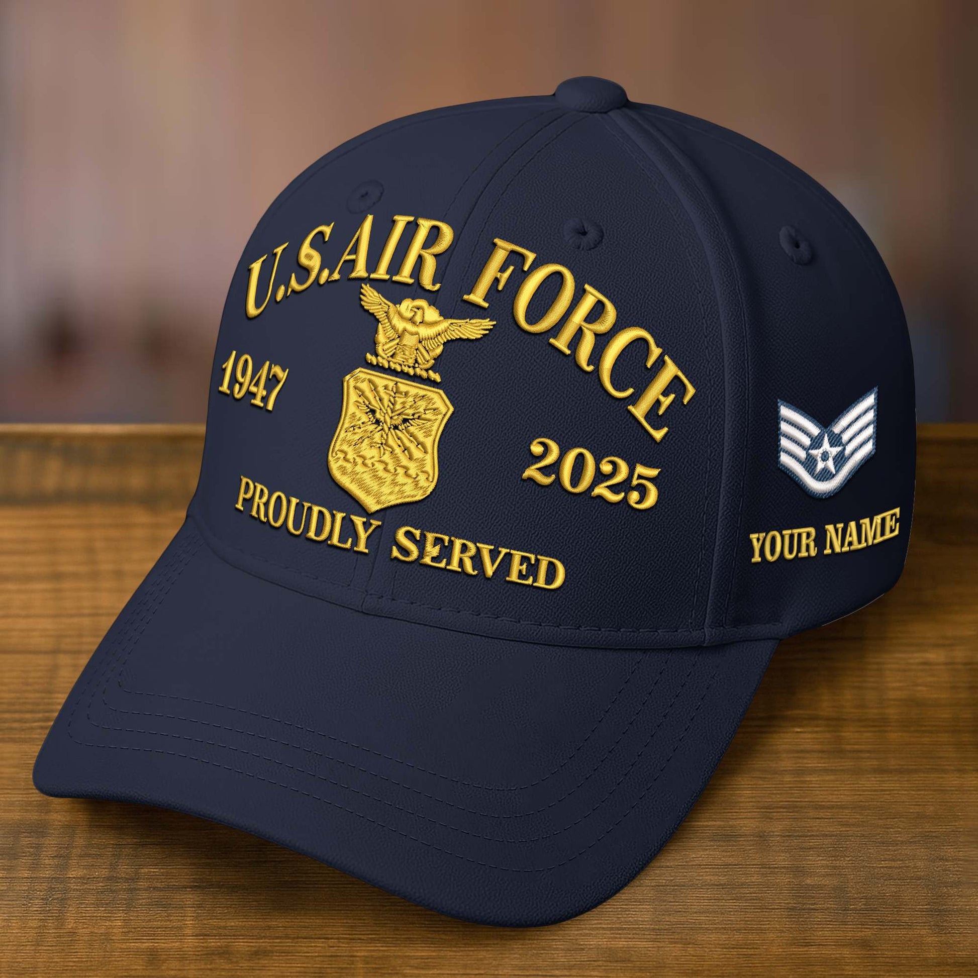 Premium Custom Name, Rank, Embroidered US Veterans Hats CPVC090701, 250th Anniversary, Gift For US Veterans, Veterans Day.