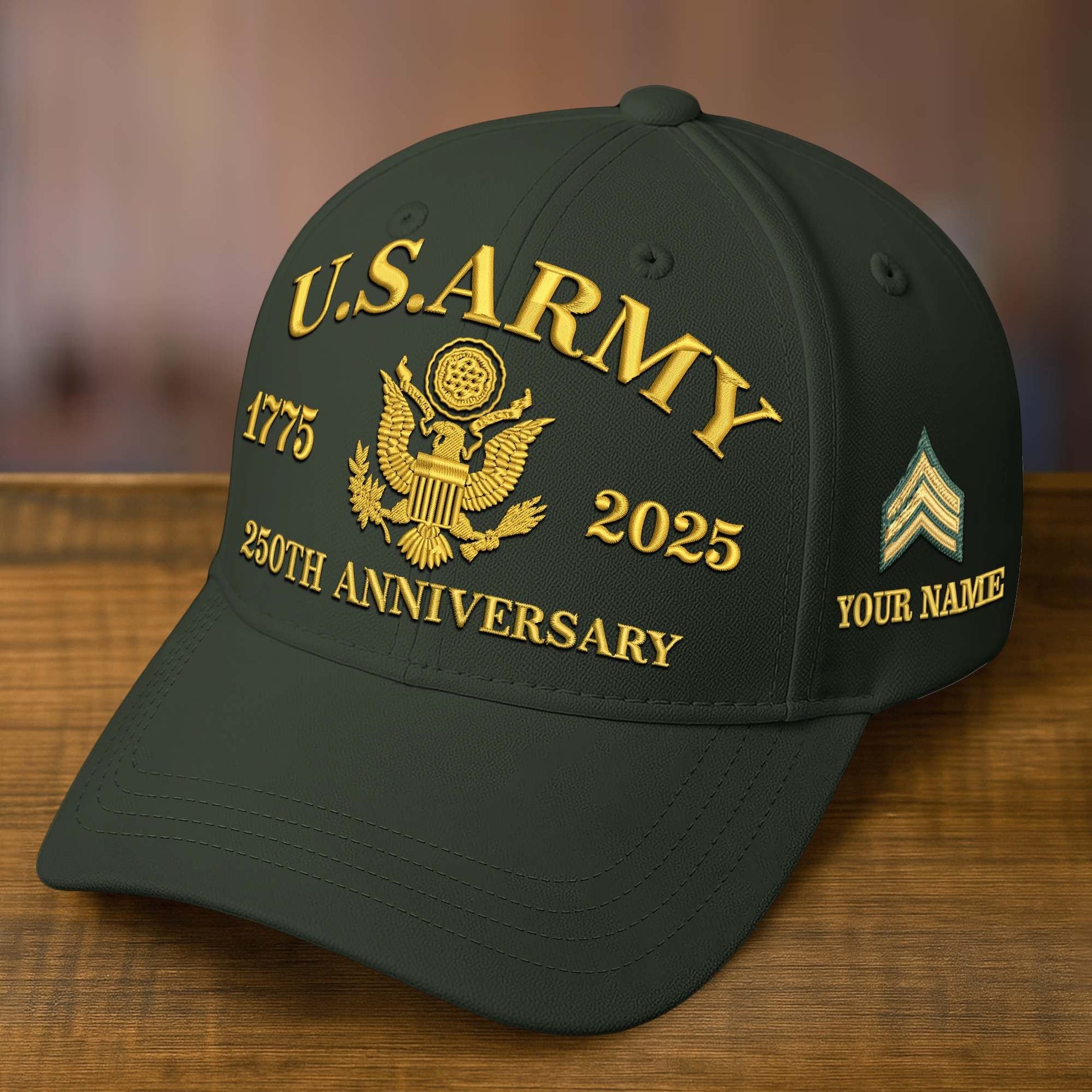 Premium Custom Name, Rank, Embroidered US Veterans Hats CPVC090701, 250th Anniversary, Gift For US Veterans, Veterans Day.