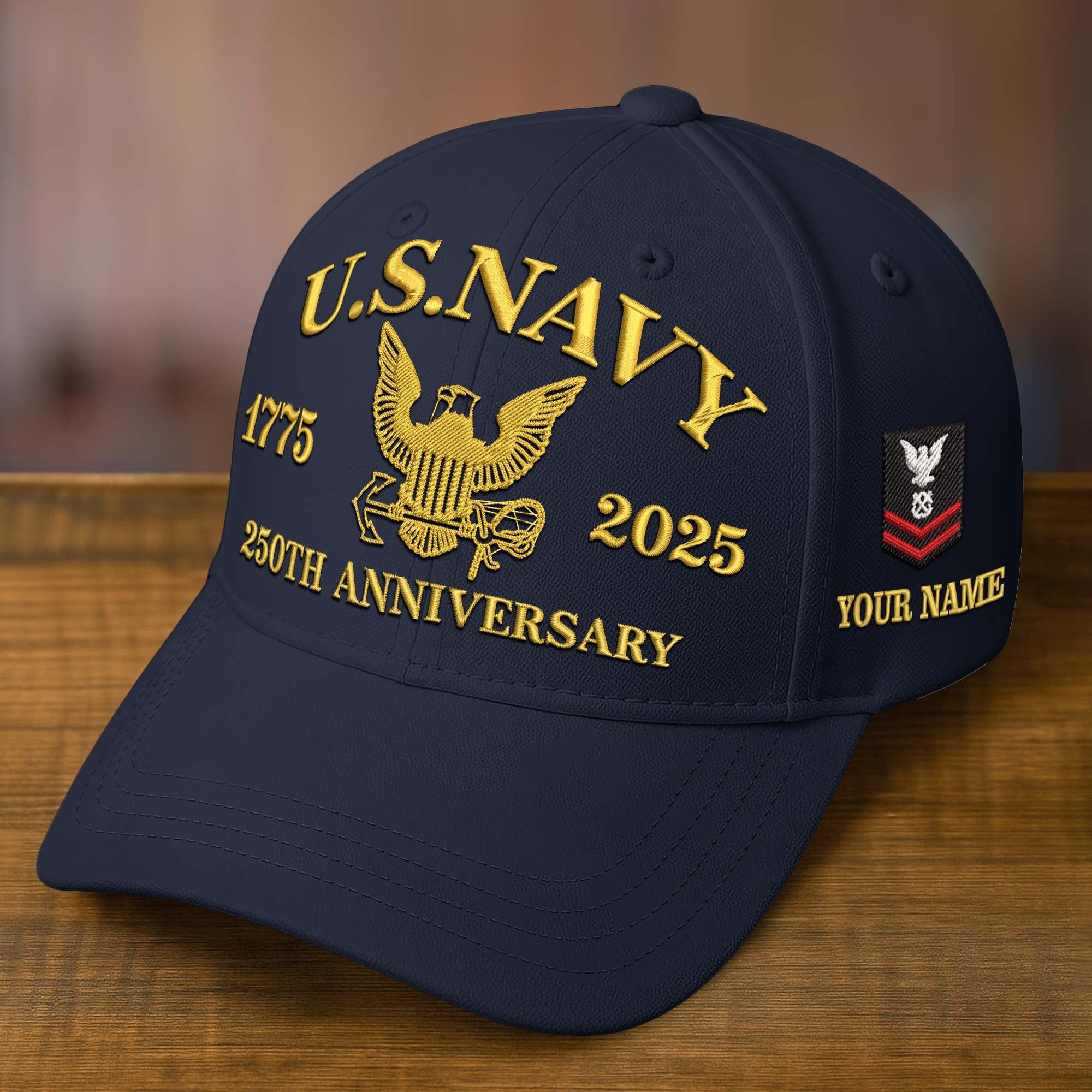 Premium Custom Name, Rank, Embroidered US Veterans Hats CPVC090701, 250th Anniversary, Gift For US Veterans, Veterans Day.