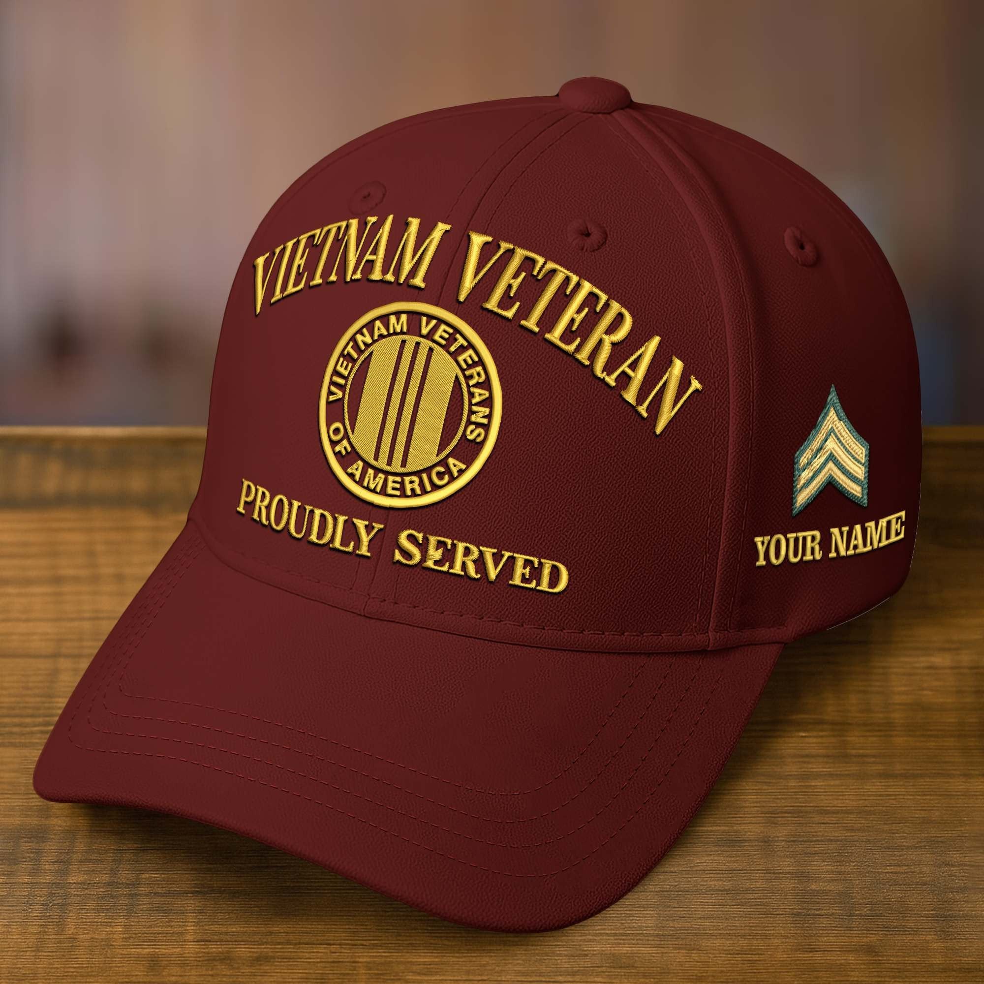 Premium Custom Name, Rank, Embroidered US Veterans Hats CPVC090701, 250th Anniversary, Gift For US Veterans, Veterans Day.