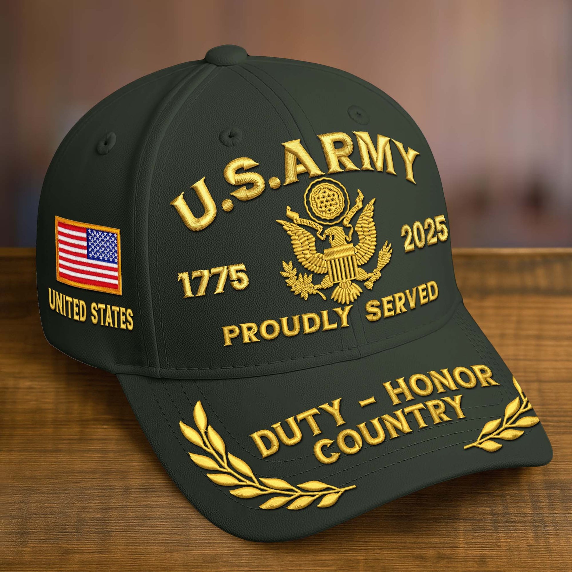 Premium Custom Name, Rank, Embroidered US Veterans Hats CPVC090702, 250th Anniversary, Gift For US Veterans, Gifts On Veterans Day.