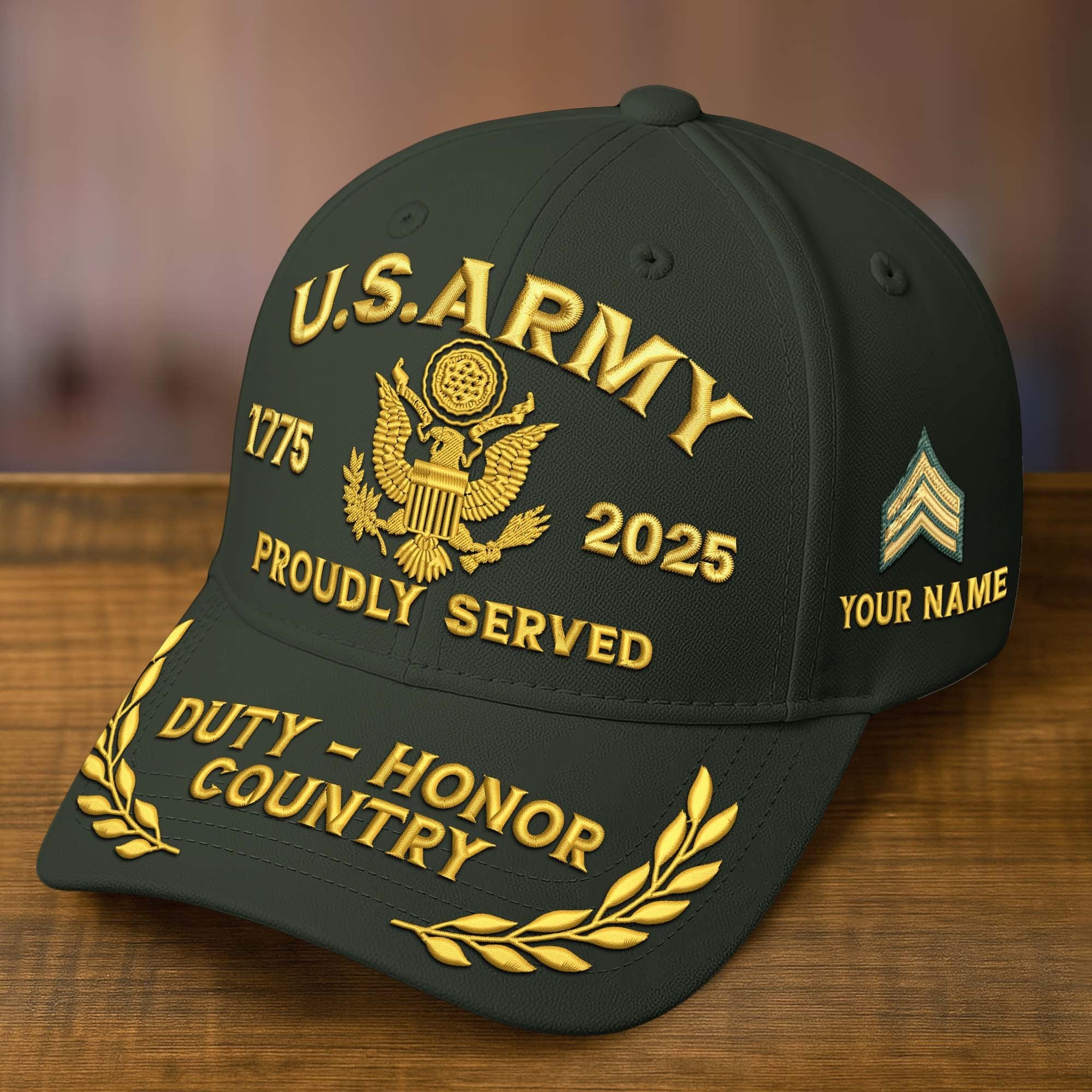 Premium Custom Name, Rank, Embroidered US Veterans Hats CPVC090702, 250th Anniversary, Gift For US Veterans, Gifts On Veterans Day.
