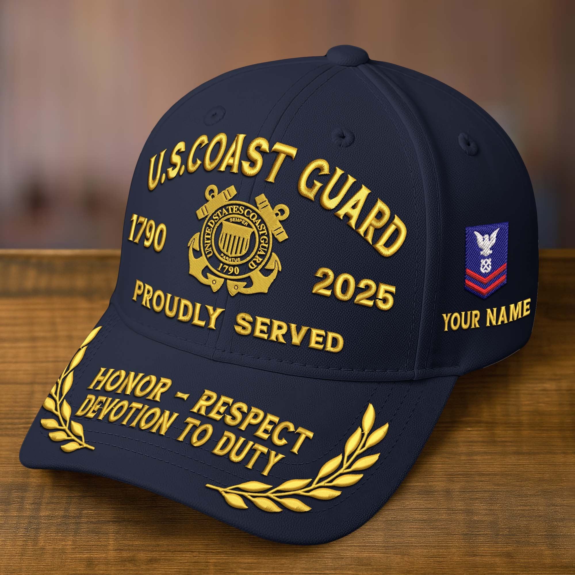 Premium Custom Name, Rank, Embroidered US Veterans Hats CPVC090702, 250th Anniversary, Gift For US Veterans, Gifts On Veterans Day.