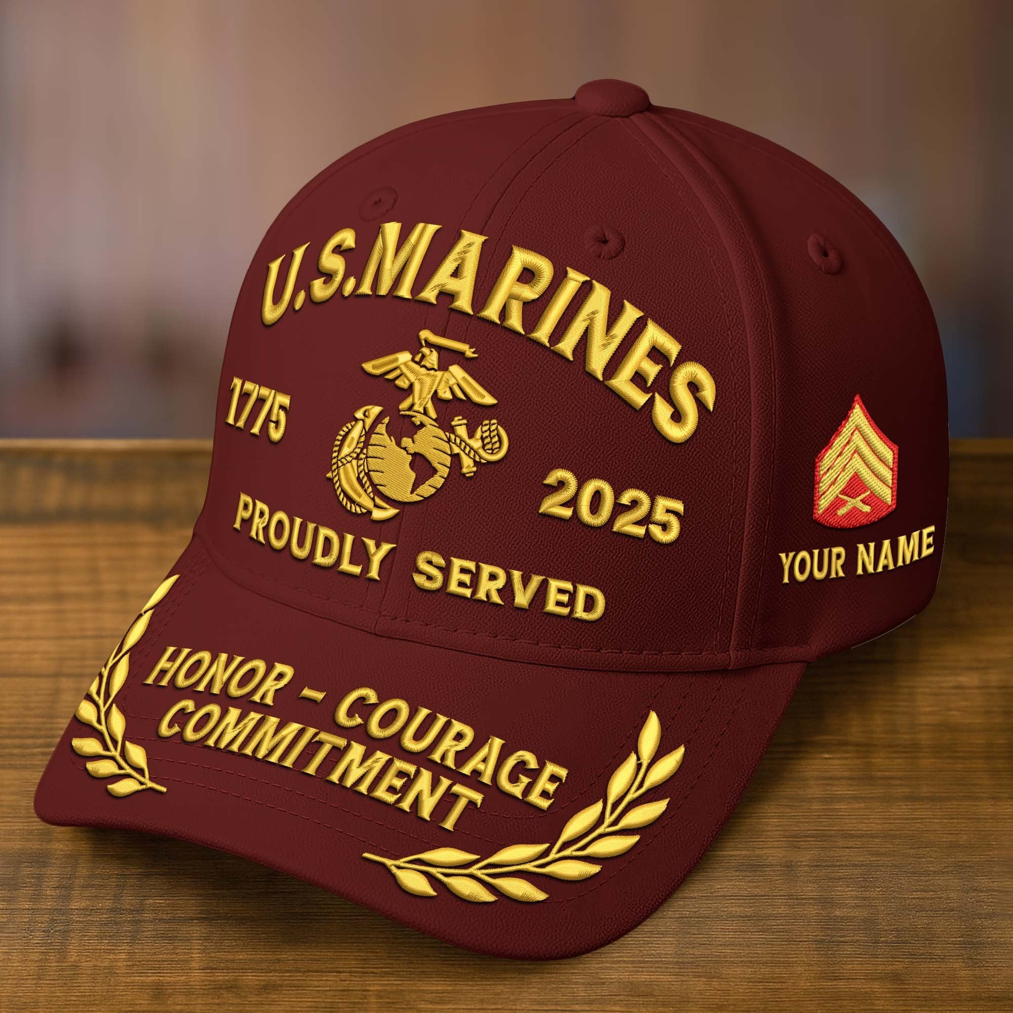 Premium Custom Name, Rank, Embroidered US Veterans Hats CPVC090702, 250th Anniversary, Gift For US Veterans, Gifts On Veterans Day.