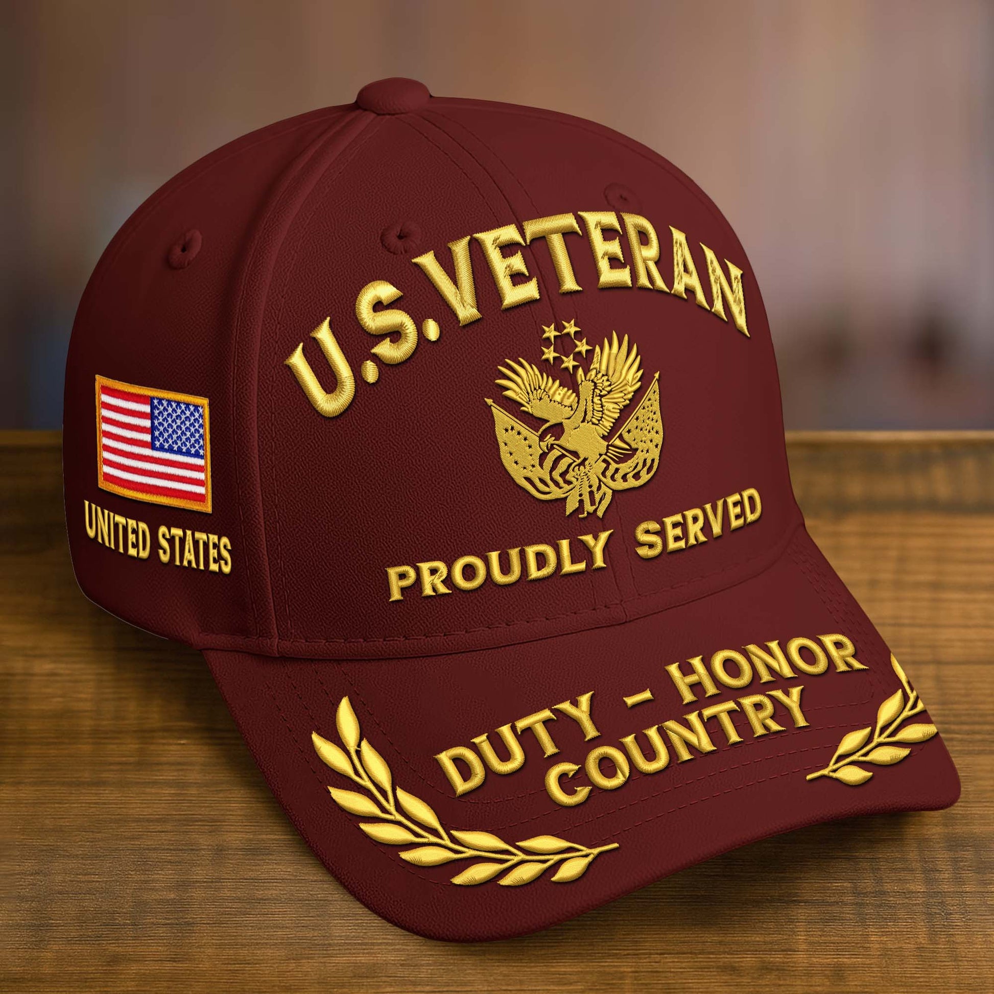 Premium Custom Name, Rank, Embroidered US Veterans Hats CPVC090702, 250th Anniversary, Gift For US Veterans, Gifts On Veterans Day.