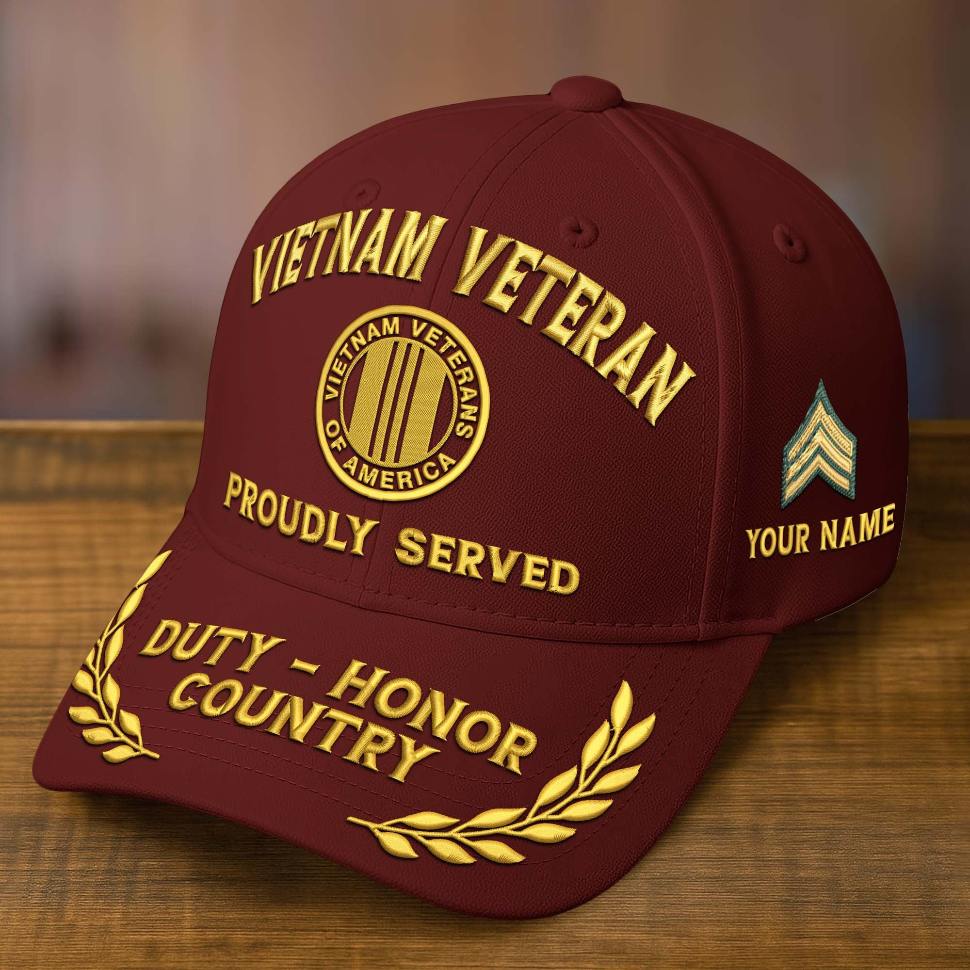 Premium Custom Name, Rank, Embroidered US Veterans Hats CPVC090702, 250th Anniversary, Gift For US Veterans, Gifts On Veterans Day.