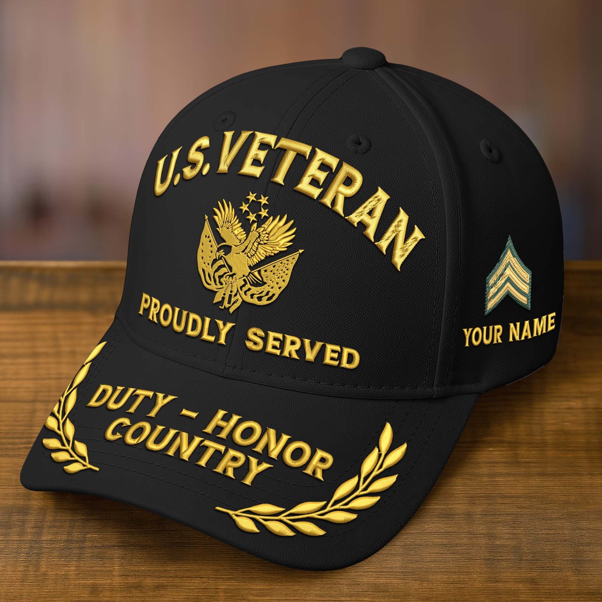 Premium Custom Name, Rank, Embroidered US Veterans Hats CPVC090704, 250th Anniversary, Gift For US Veterans, Gifts On Veterans Day.