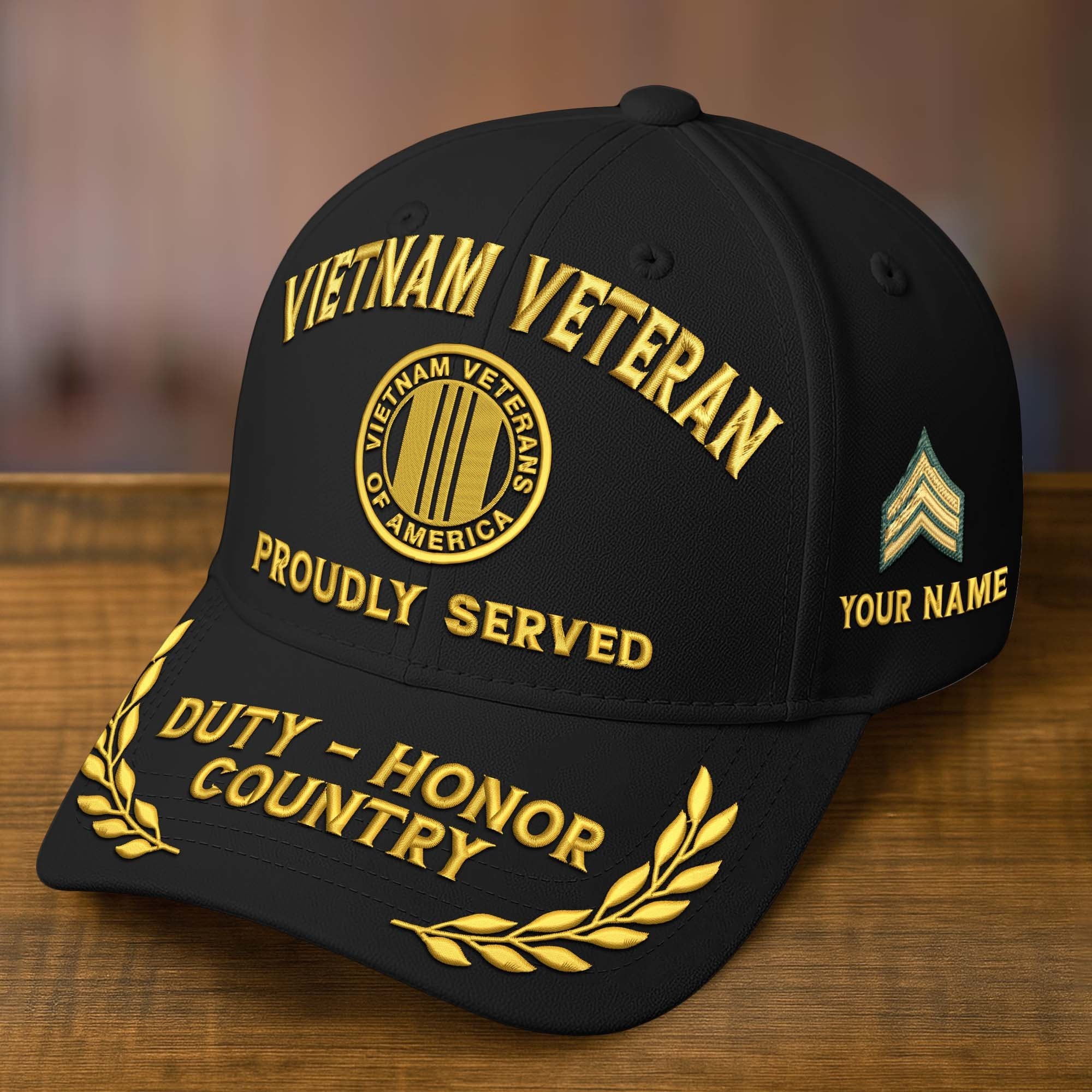 Premium Custom Name, Rank, Embroidered US Veterans Hats CPVC090704, 250th Anniversary, Gift For US Veterans, Gifts On Veterans Day.