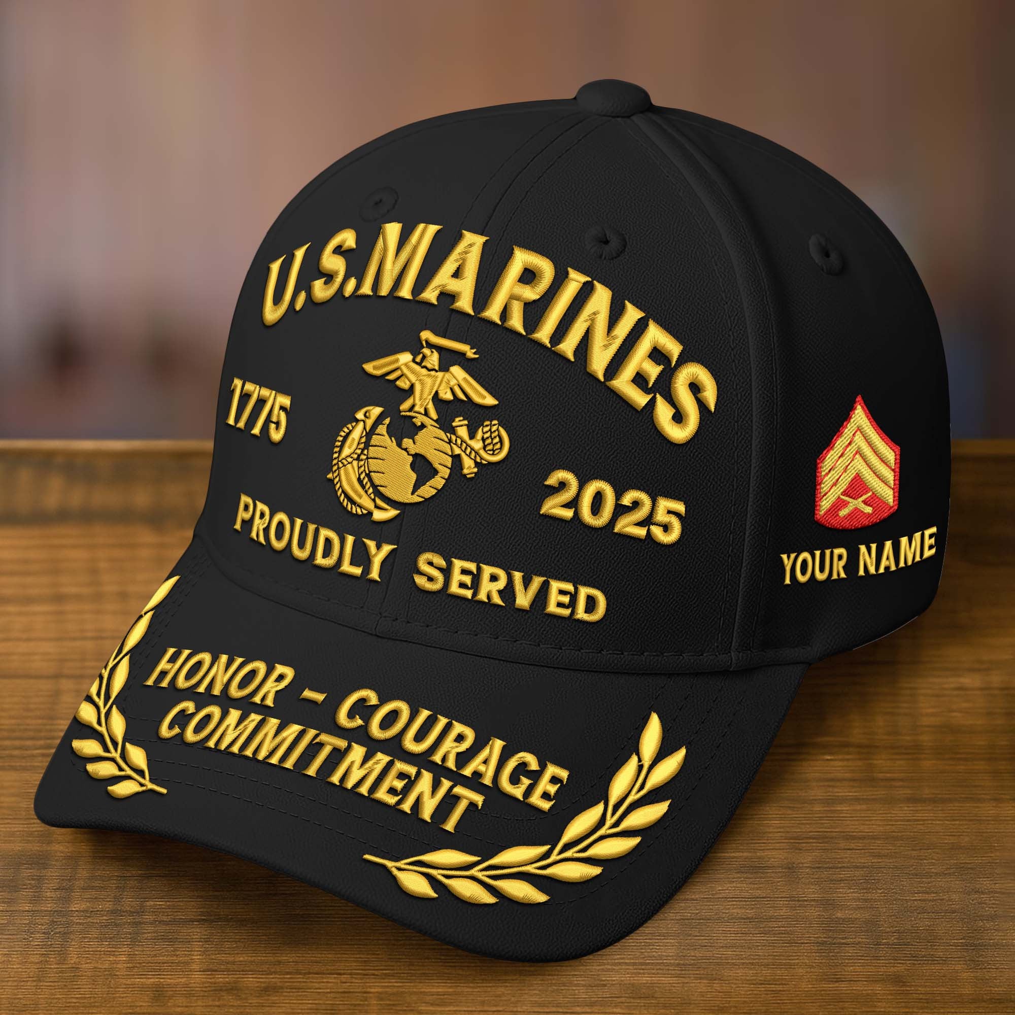 Premium Custom Name, Rank, Embroidered US Veterans Hats CPVC090704, 250th Anniversary, Gift For US Veterans, Gifts On Veterans Day.