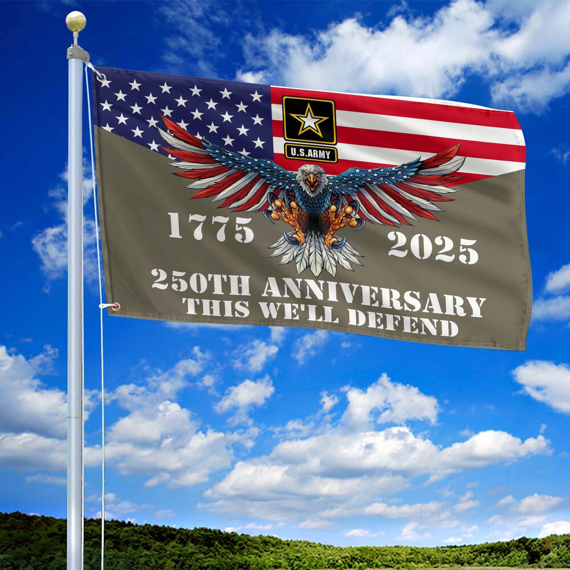 Premium 250th Anniversary Of The Army Grommet Flag VPVC120002, Gifts For Army Veteran, Best Gifts On Father's Day, Veterans Day.