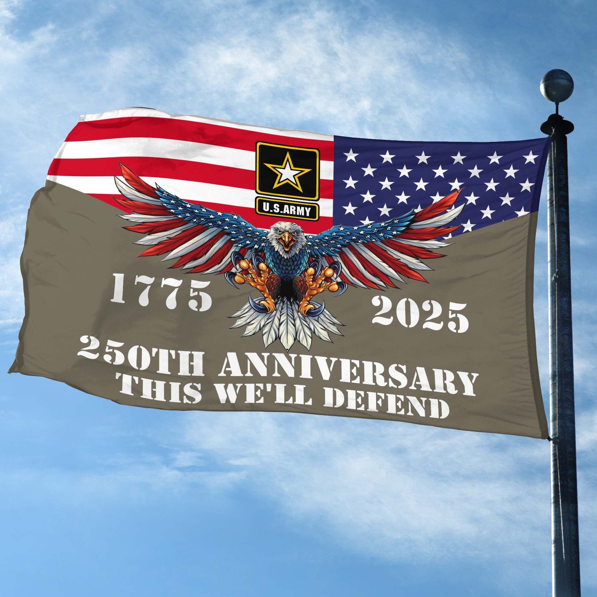 Premium 250th Anniversary Of The Army Grommet Flag VPVC120002, Gifts For Army Veteran, Best Gifts On Father's Day, Veterans Day.
