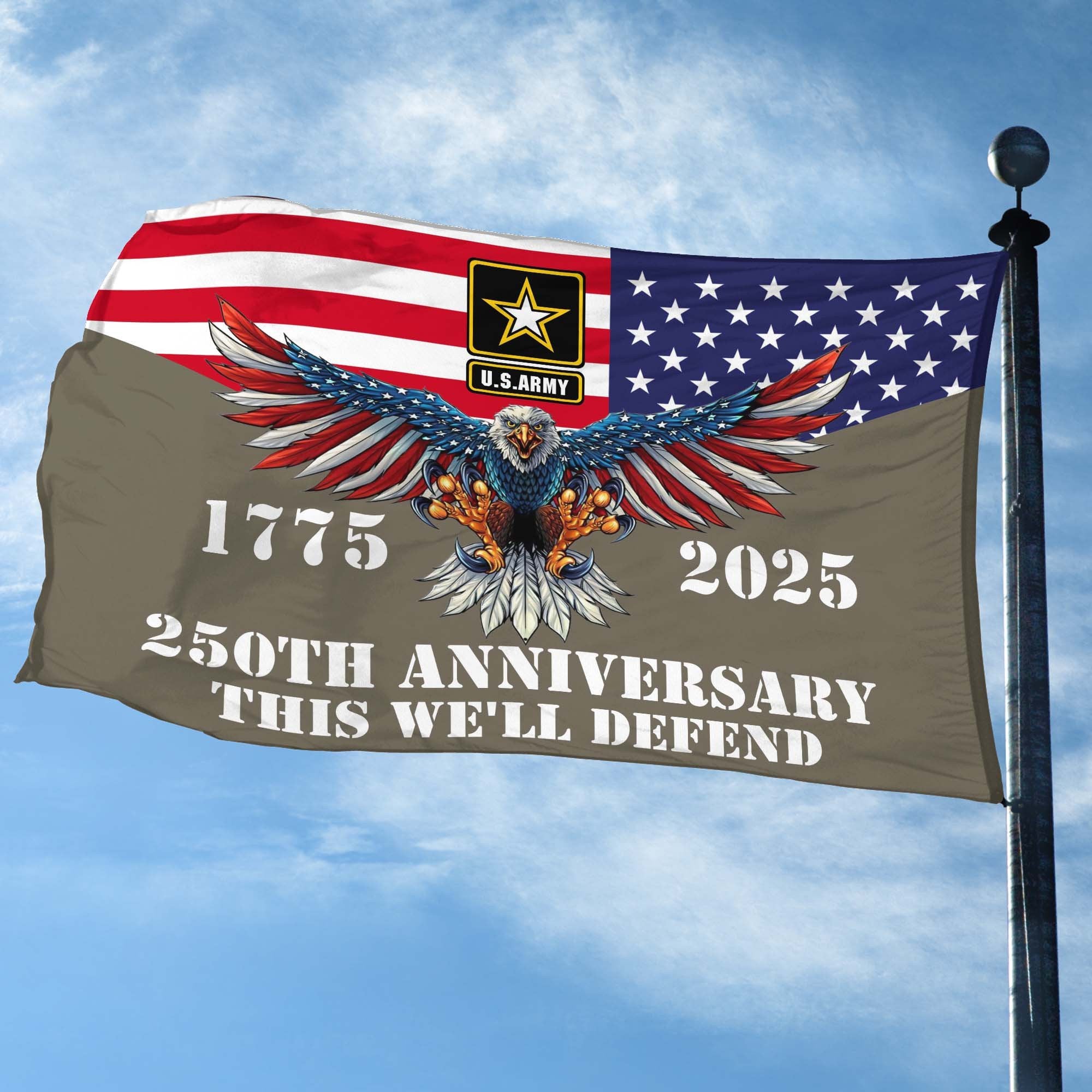 Premium 250th Anniversary Of The Army Grommet Flag VPVC120002, Gifts For Army Veteran, Best Gifts On Father's Day, Veterans Day.