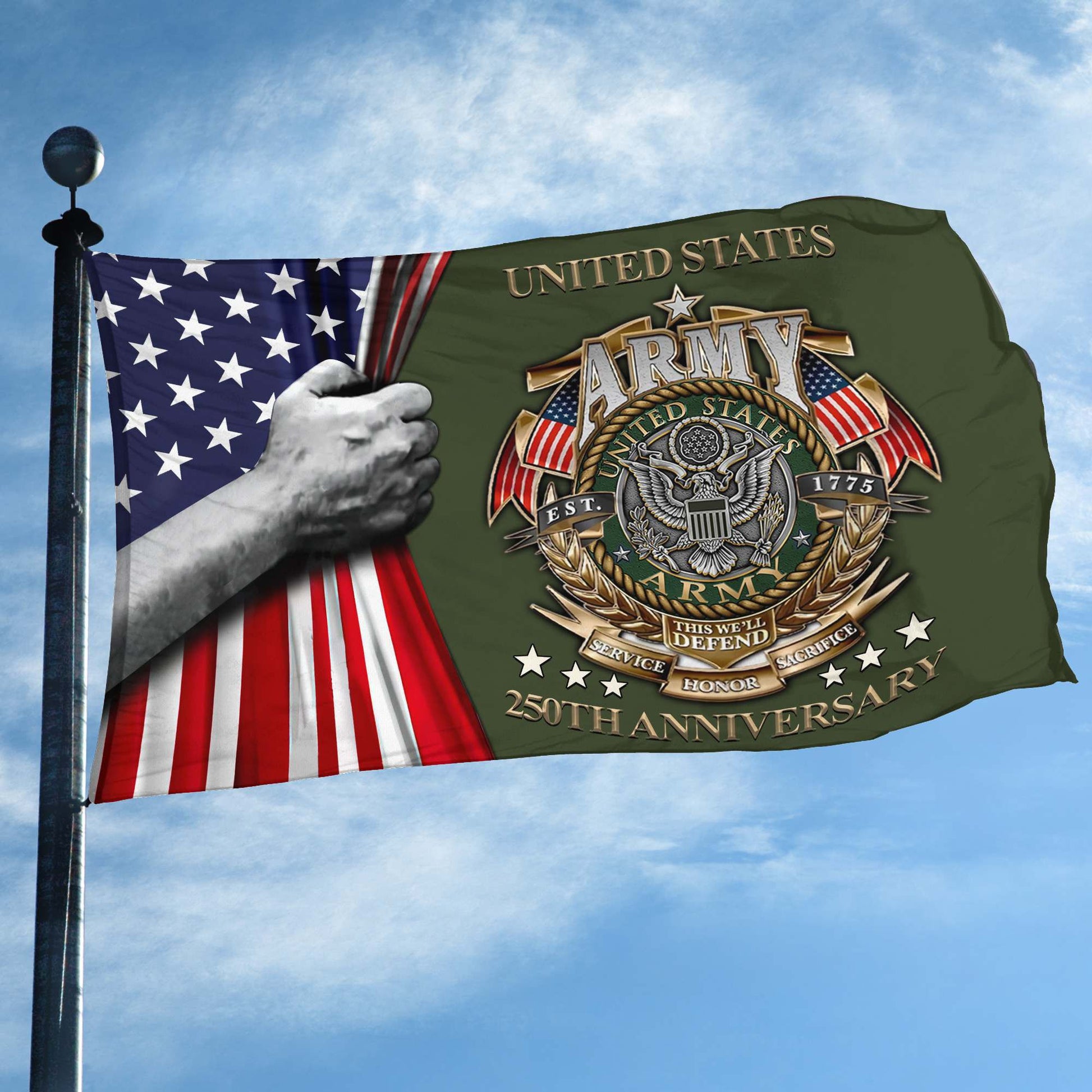 Premium 250th Anniversary Of The Army Grommet Flag VPVC120033, Gifts For Army Veteran, Best Gifts On Father's Day, Veterans Day.