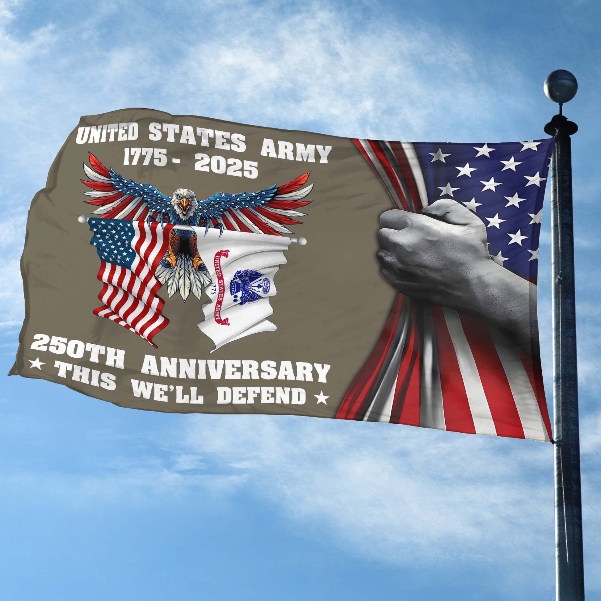Premium 250th Anniversary Of The Army Grommet Flag VPVC120009, Gifts For Army Veteran, Best Gifts On Father's Day, Veterans Day.