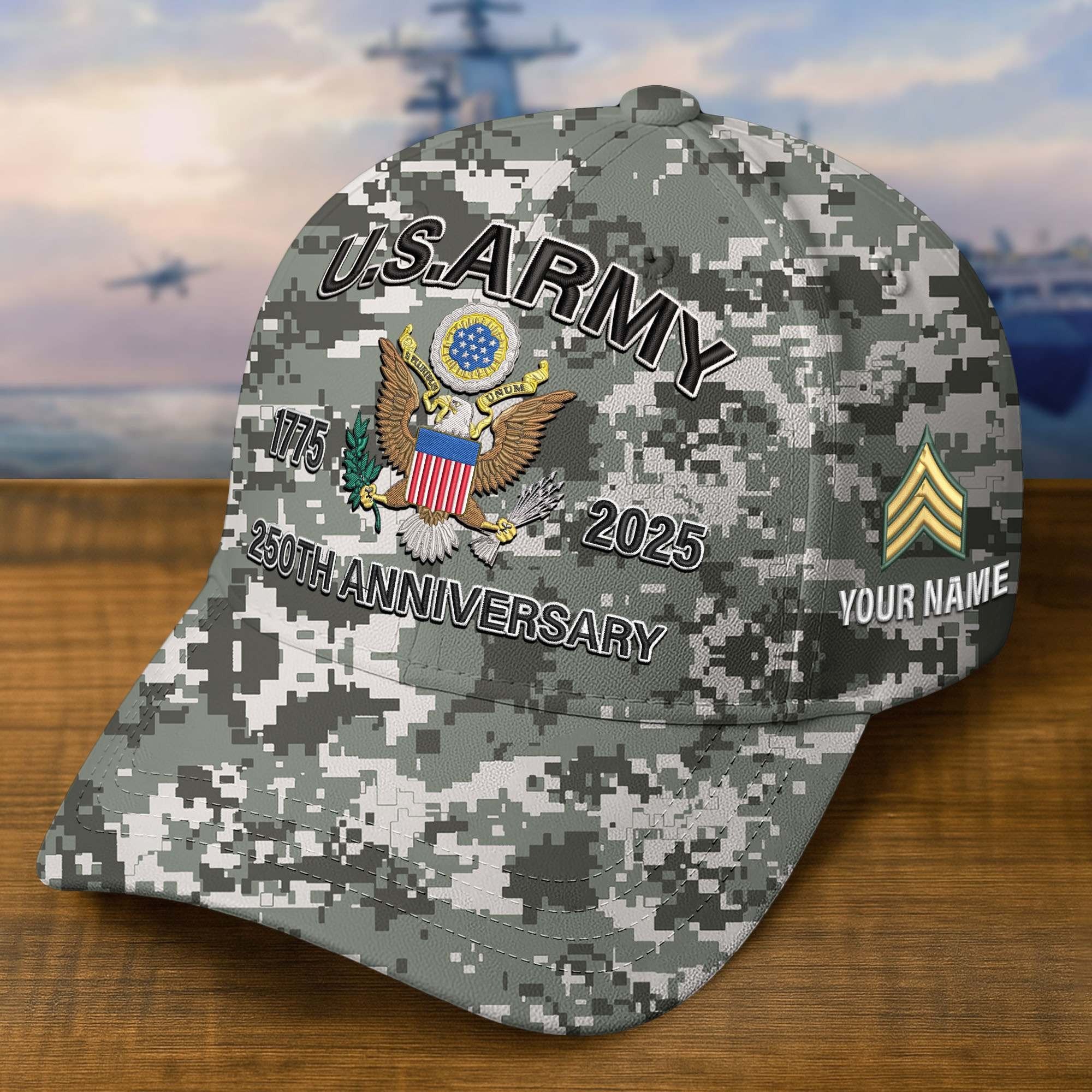 Premium 250th Anniversary Of The Army Embroidered Hats VPVC308202, Custom Name & Rank, Gifts For Army Veteran, Gifts On Father's Day, Veterans Day.