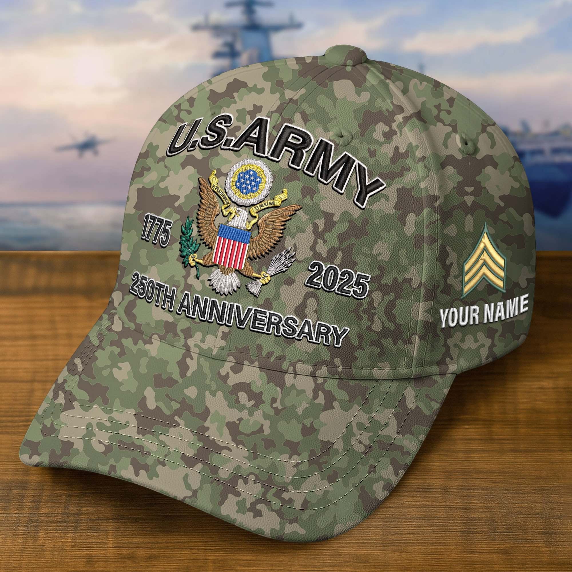 Premium 250th Anniversary Of The Army Embroidered Hats VPVC308203, Custom Name & Rank, Gifts For Army Veteran, Gifts On Father's Day, Veterans Day.