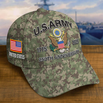 Premium 250th Anniversary Of The Army Embroidered Hats VPVC308203, Custom Name & Rank, Gifts For Army Veteran, Gifts On Father's Day, Veterans Day.