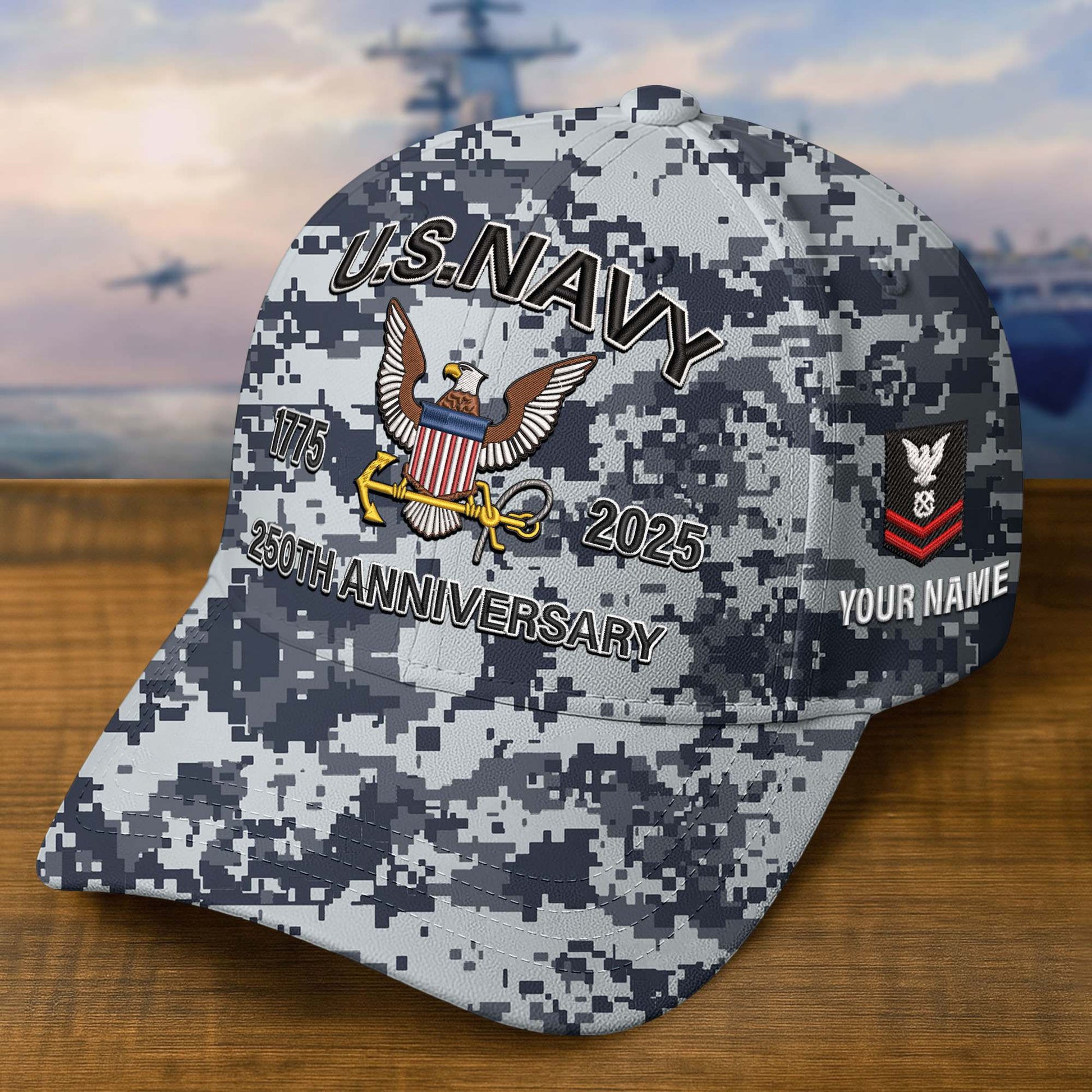 Premium Custom US Navy Embroidered Hat VPVC308204, 250th Anniversary Navy Hat, Gifts For Navy Veteran, Gifts On Father's Day, Veterans Day.