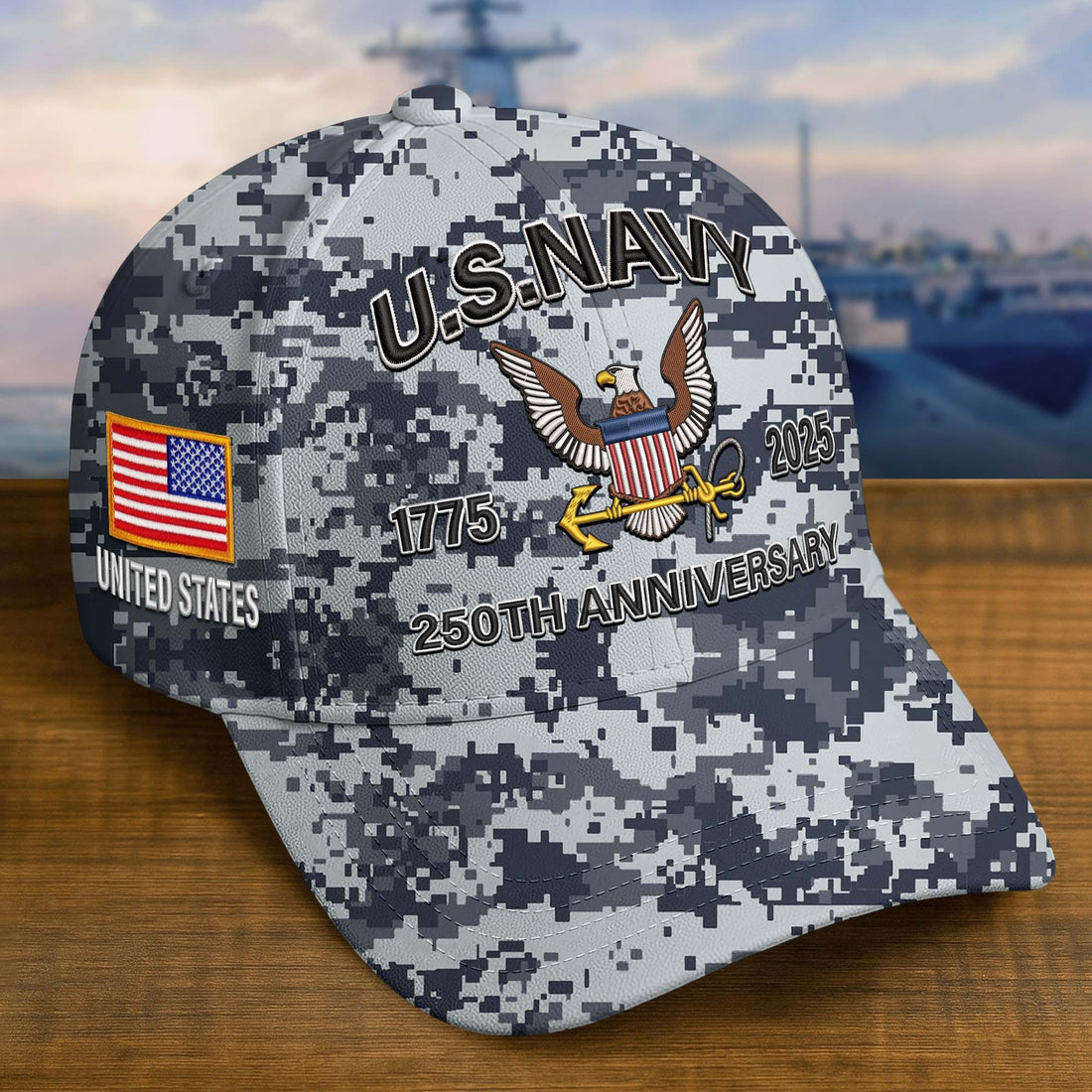 Premium Custom US Navy Embroidered Hat VPVC308204, 250th Anniversary Navy Hat, Gifts For Navy Veteran, Gifts On Father's Day, Veterans Day.