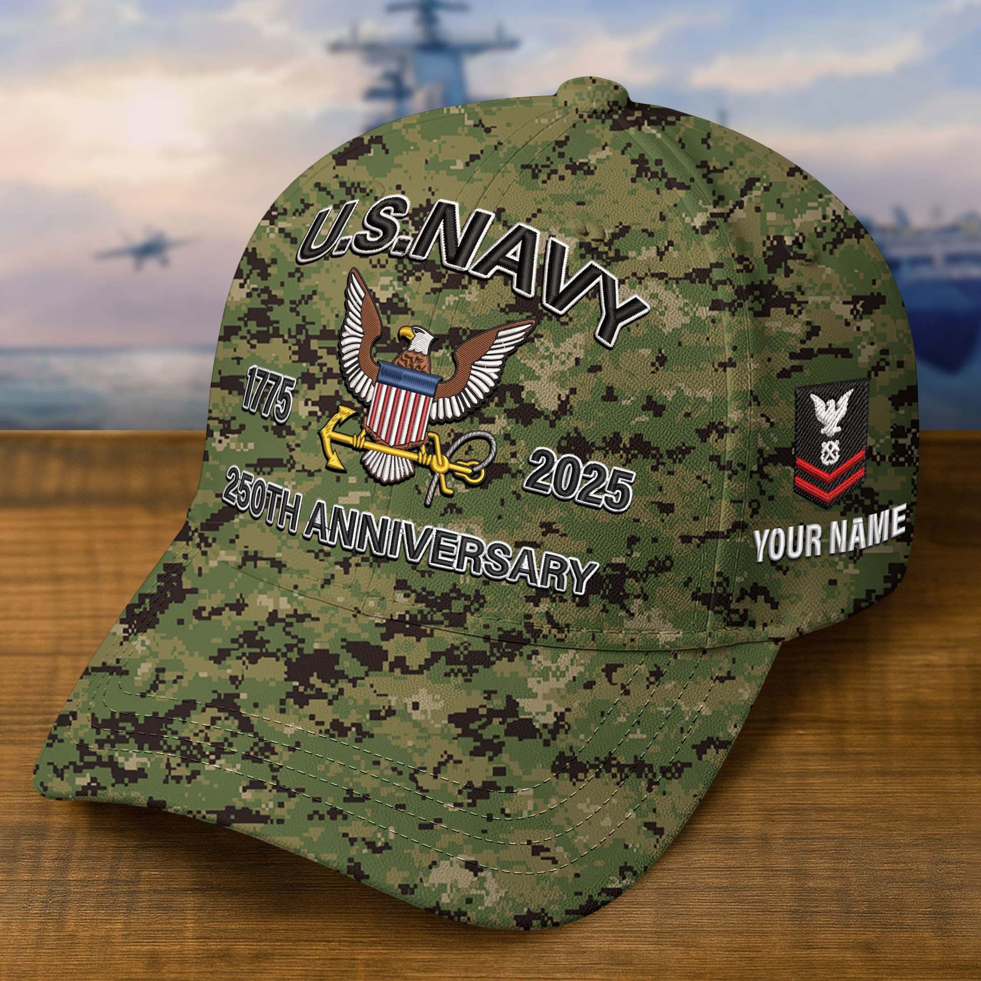 Premium Custom US Navy Embroidered Hat VPVC308205, 250th Anniversary Navy Hat, Gifts For Navy Veteran, Gifts On Father's Day, Veterans Day.