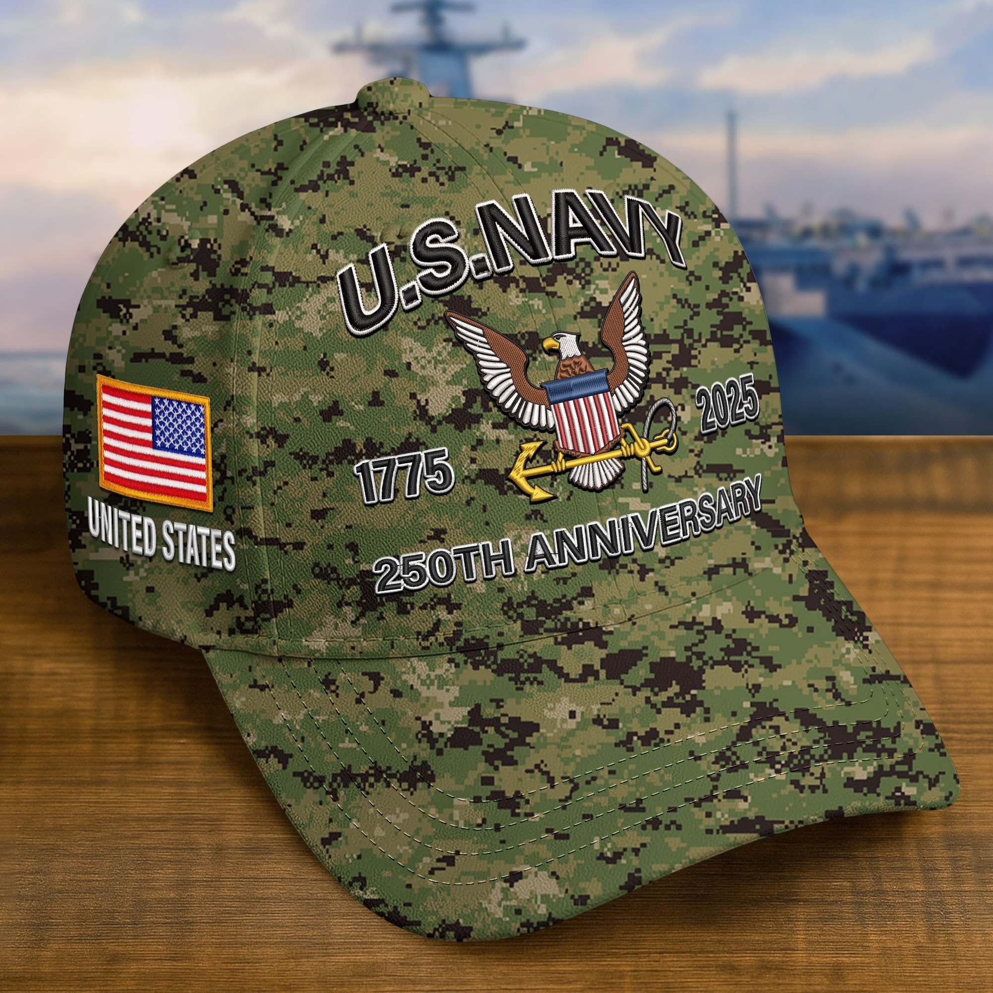Premium Custom US Navy Embroidered Hat VPVC308205, 250th Anniversary Navy Hat, Gifts For Navy Veteran, Gifts On Father's Day, Veterans Day.