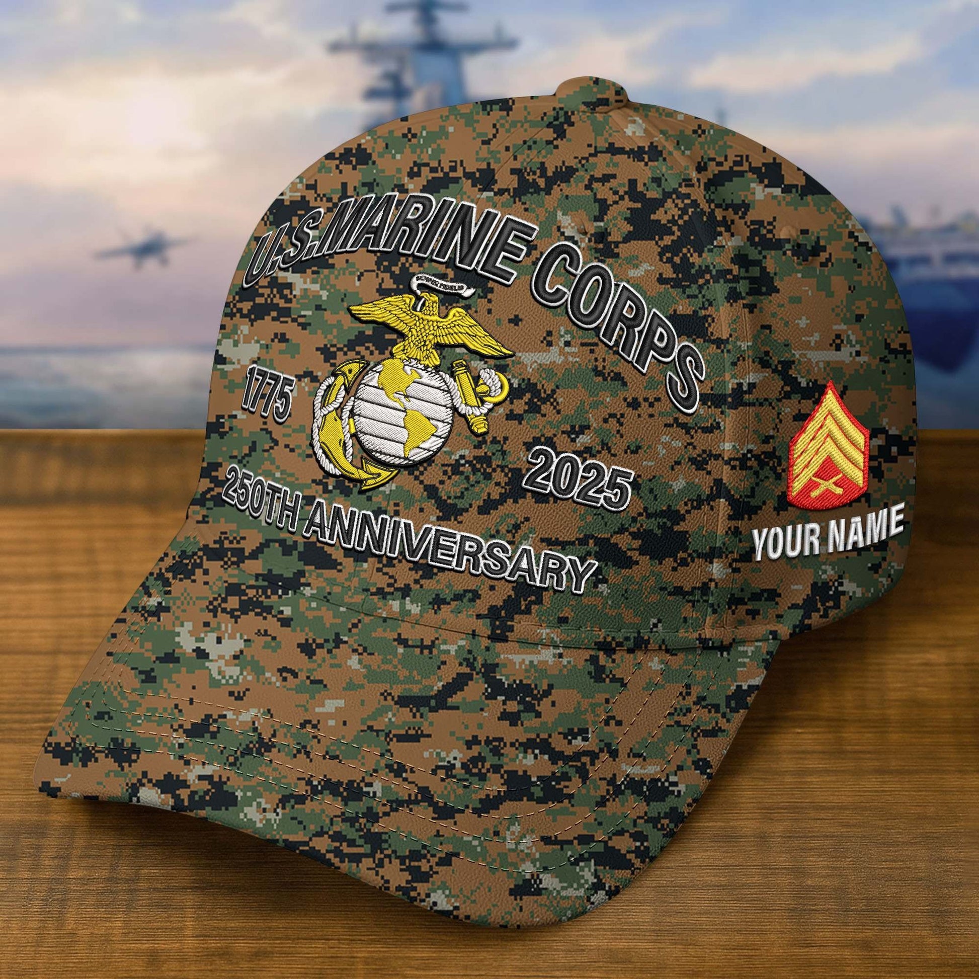 Premium Custom USMC Embroidered Hat VPVC308206, 250th Anniversary Marine Corps Hat, Gifts For Marine Veteran, Gifts On Father's Day, Veterans Day.