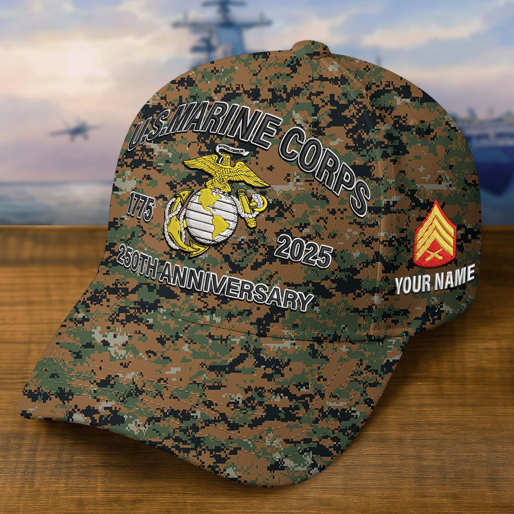 Premium Custom USMC Embroidered Hat VPVC308206, 250th Anniversary Marine Corps Hat, Gifts For Marine Veteran, Gifts On Father's Day, Veterans Day.