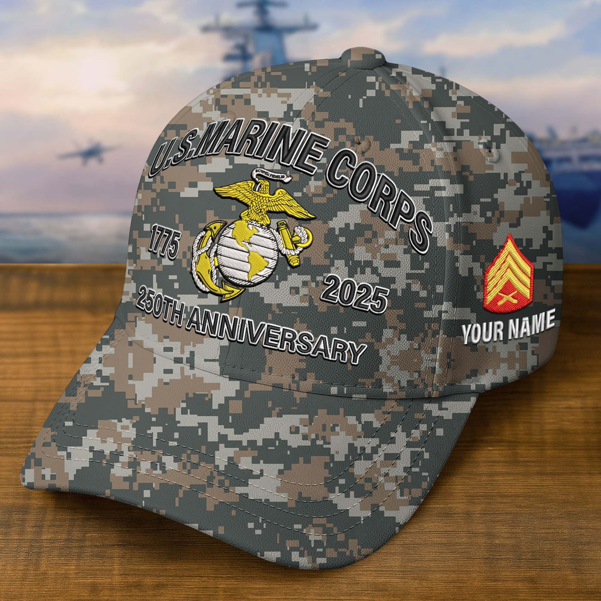 Premium Custom USMC Embroidered Hat VPVC308207, 250th Anniversary Marine Corps Hat, Gifts For Marine Veteran, Gifts On Father's Day, Veterans Day.