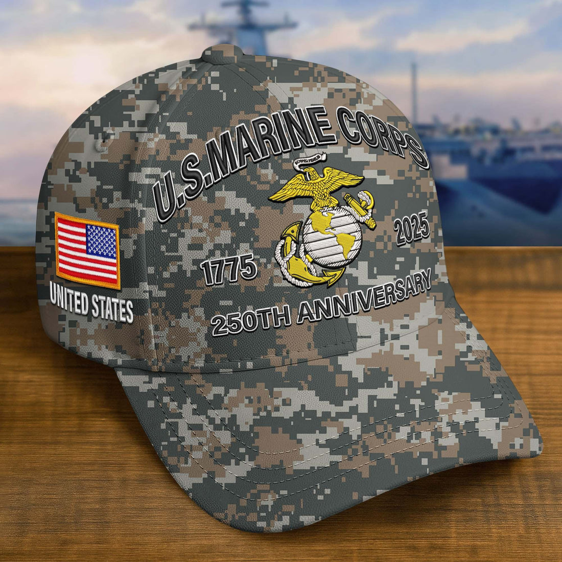 Premium Custom USMC Embroidered Hat VPVC308207, 250th Anniversary Marine Corps Hat, Gifts For Marine Veteran, Gifts On Father's Day, Veterans Day.
