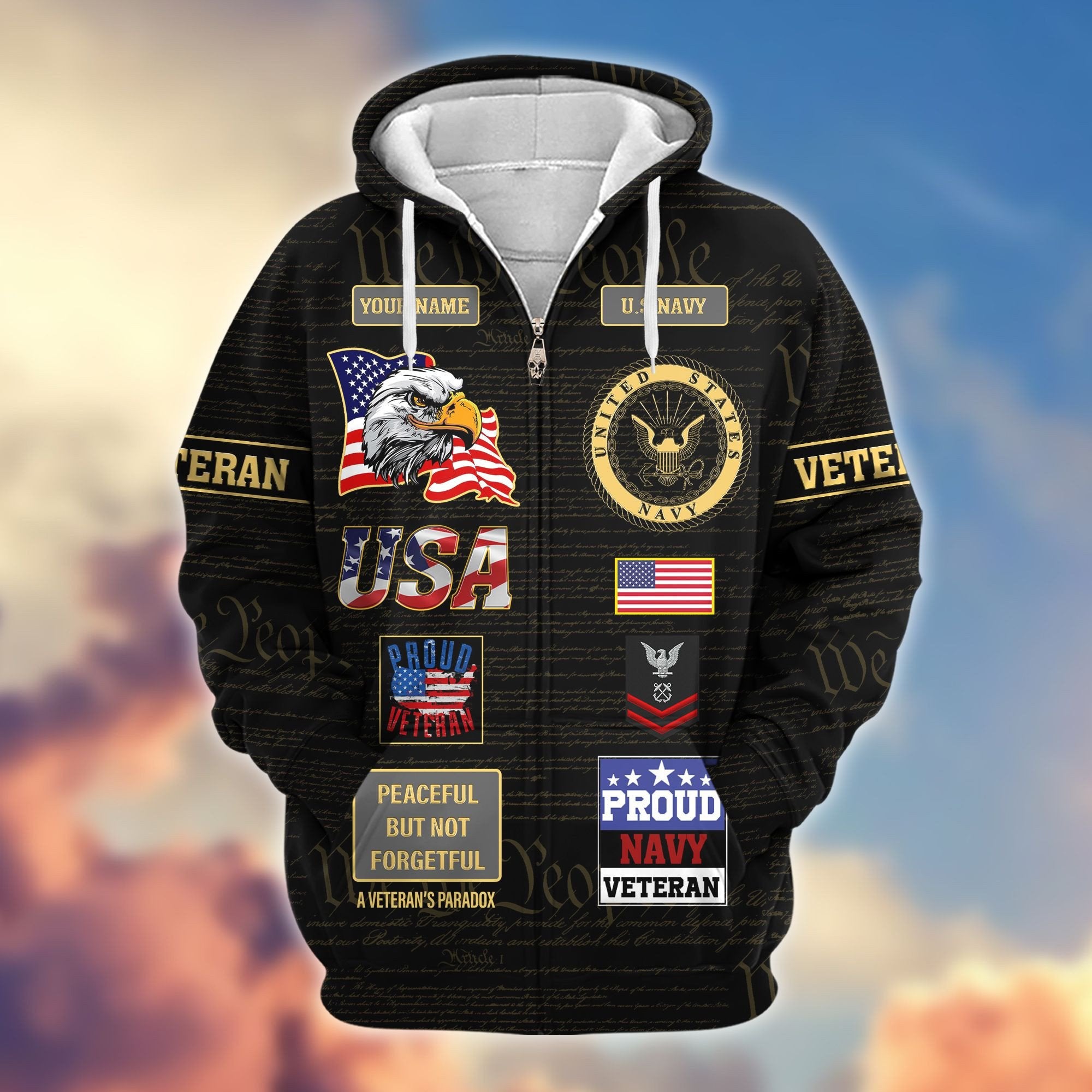 Premium Custom US Navy Zip Hoodie VPVC607202, Gifts For Navy Veteran, Gifts On Father's Day, Veterans Day.