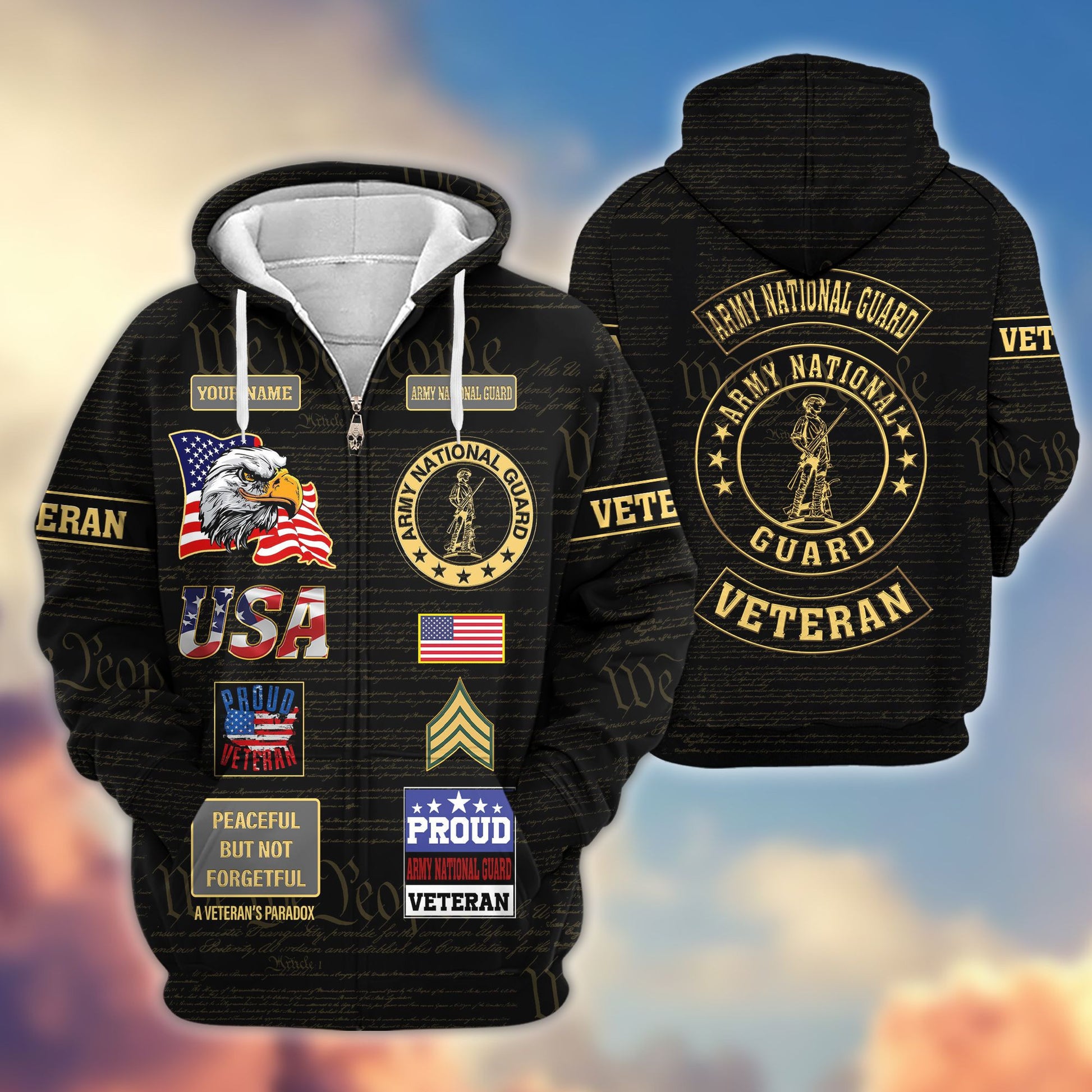 Premium Custom US Army National Guard Zip Hoodie VPVC607208, Gifts For Army National Guard Veteran, Gifts On Father's Day, Veterans Day.