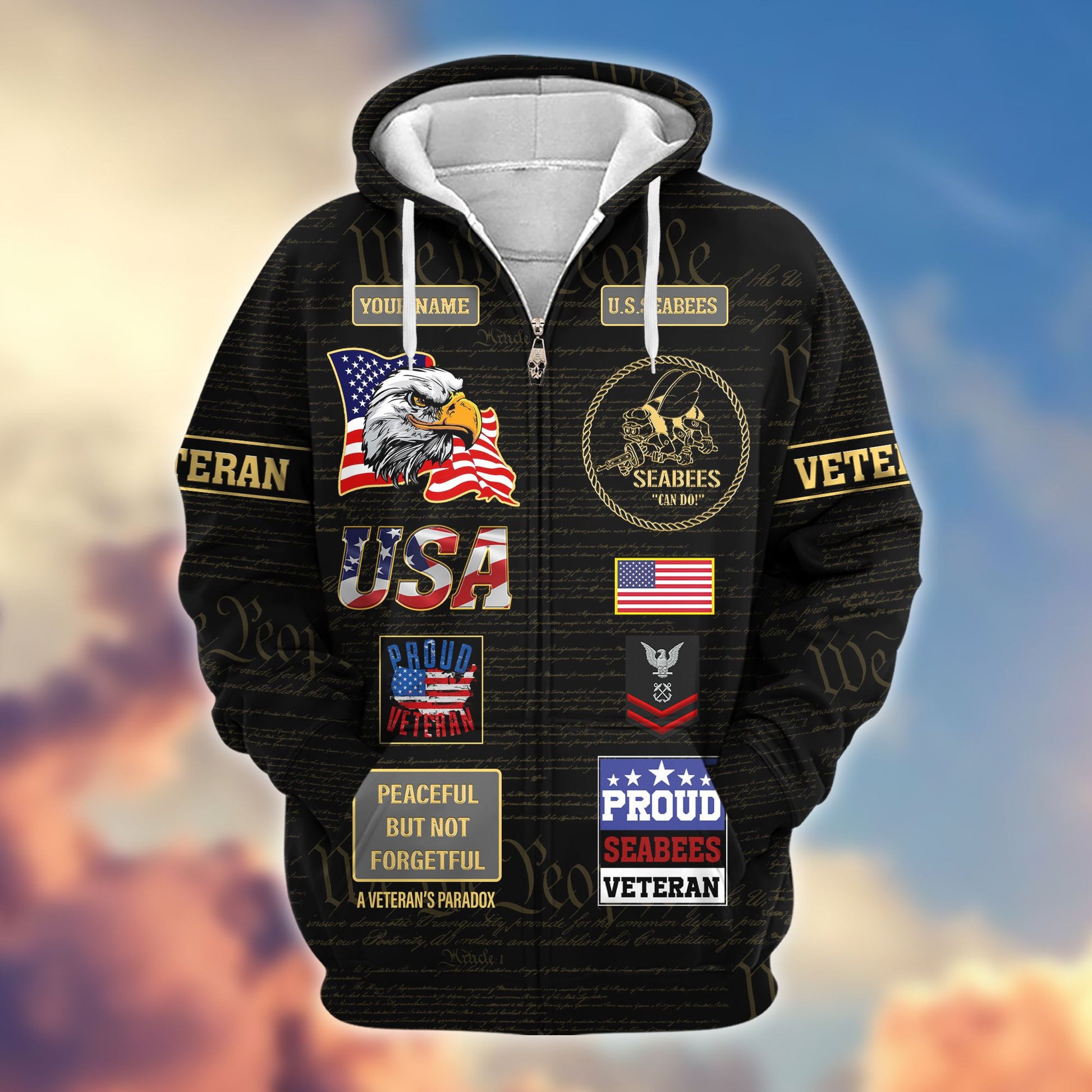 Premium Custom US Seabees Zip Hoodie VPVC607209, Gifts For Seabees Veteran, Gifts On Father's Day, Veterans Day.
