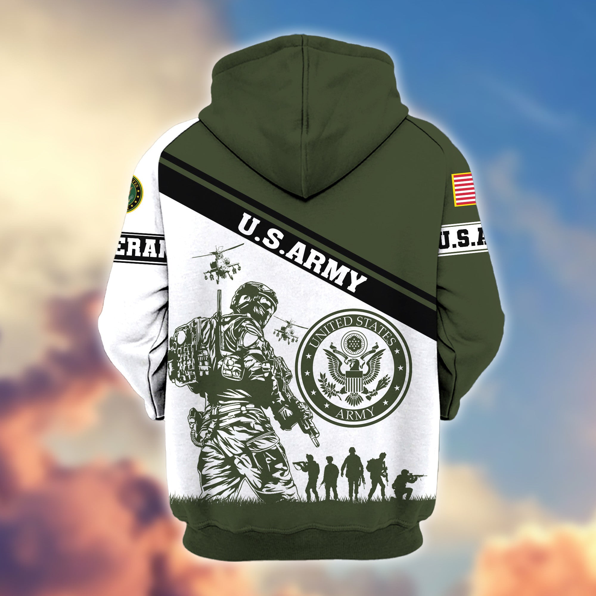 Premium US Army Zip Hoodie VPVC607301, Gifts For Army Veteran, Gifts On Father's Day, Veterans Day.