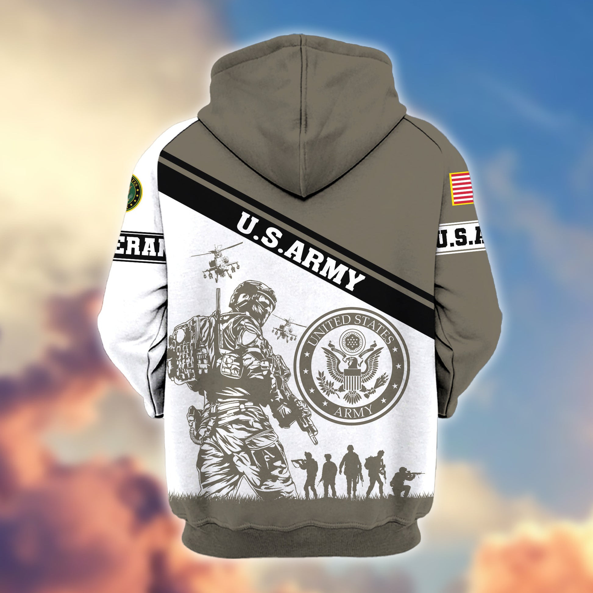 Premium US Army Zip Hoodie VPVC607310, Gifts For Army Veteran, Gifts On Father's Day, Veterans Day.