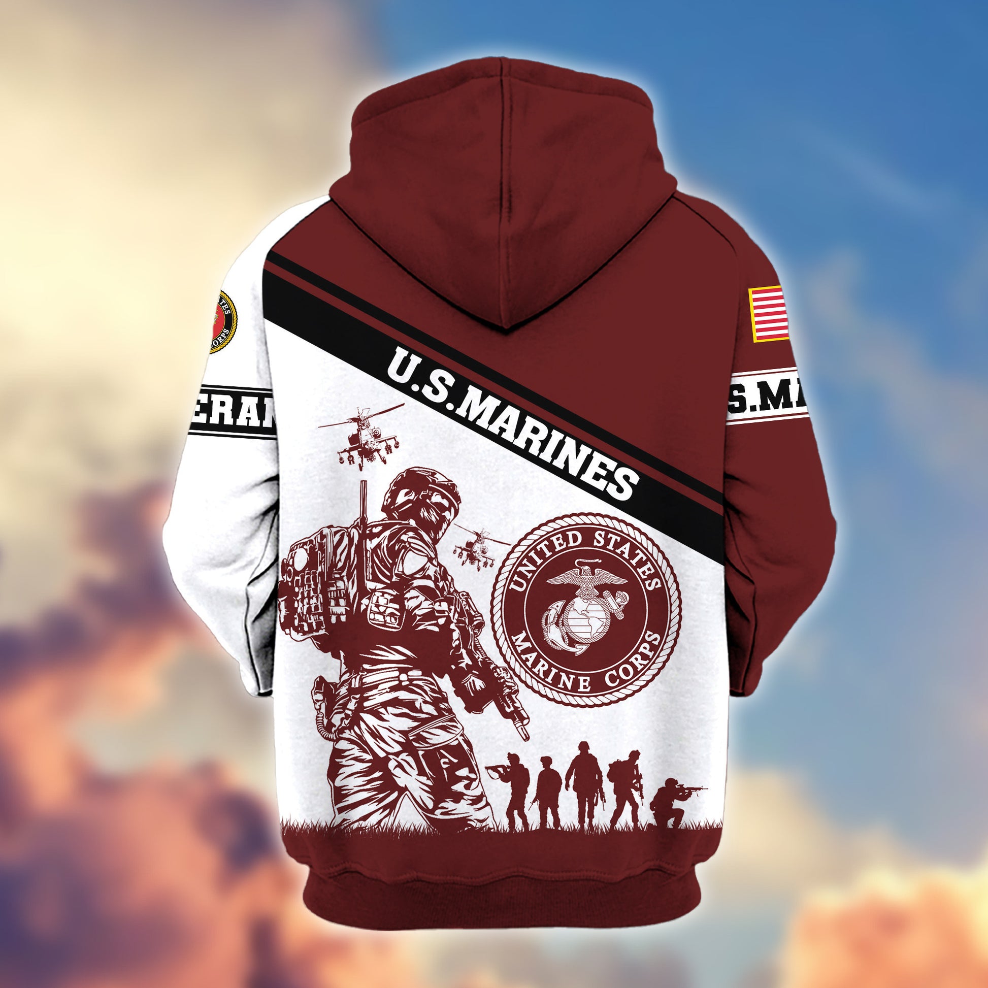 Premium USMC Zip Hoodie VPVC607303, Gifts For Marine Veteran, Gifts On Father's Day, Veterans Day.