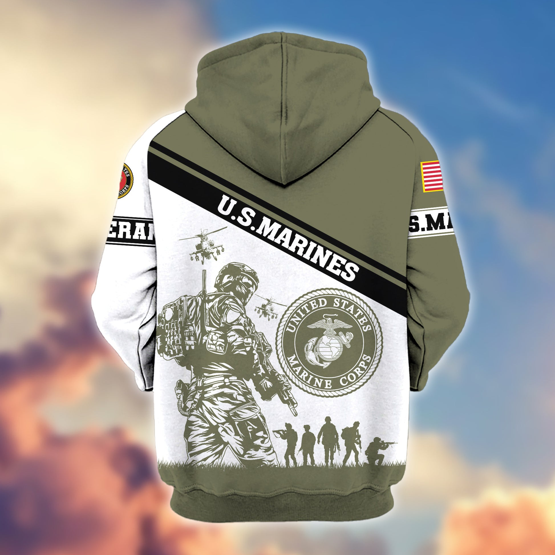 Premium USMC Zip Hoodie VPVC607311, Gifts For Marine Veteran, Gifts On Father's Day, Veterans Day.