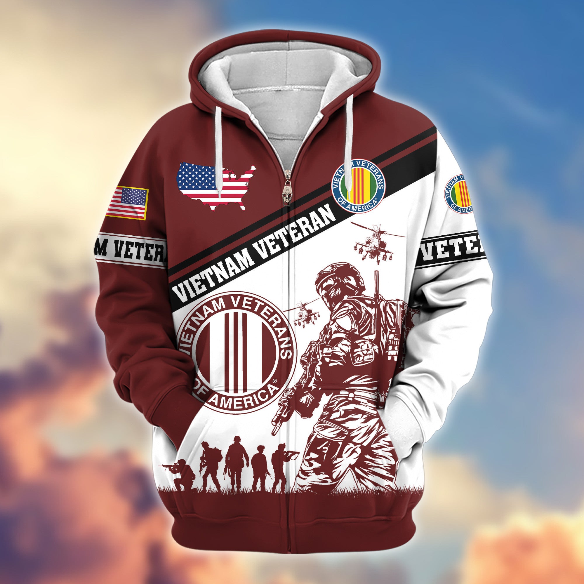 Premium Vietnam Veteran Zip Hoodie VPVC607306, Gifts For Vietnam Veteran, Gifts On Father's Day, Veterans Day.