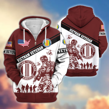 Premium Vietnam Veteran Zip Hoodie VPVC607306, Gifts For Vietnam Veteran, Gifts On Father's Day, Veterans Day.