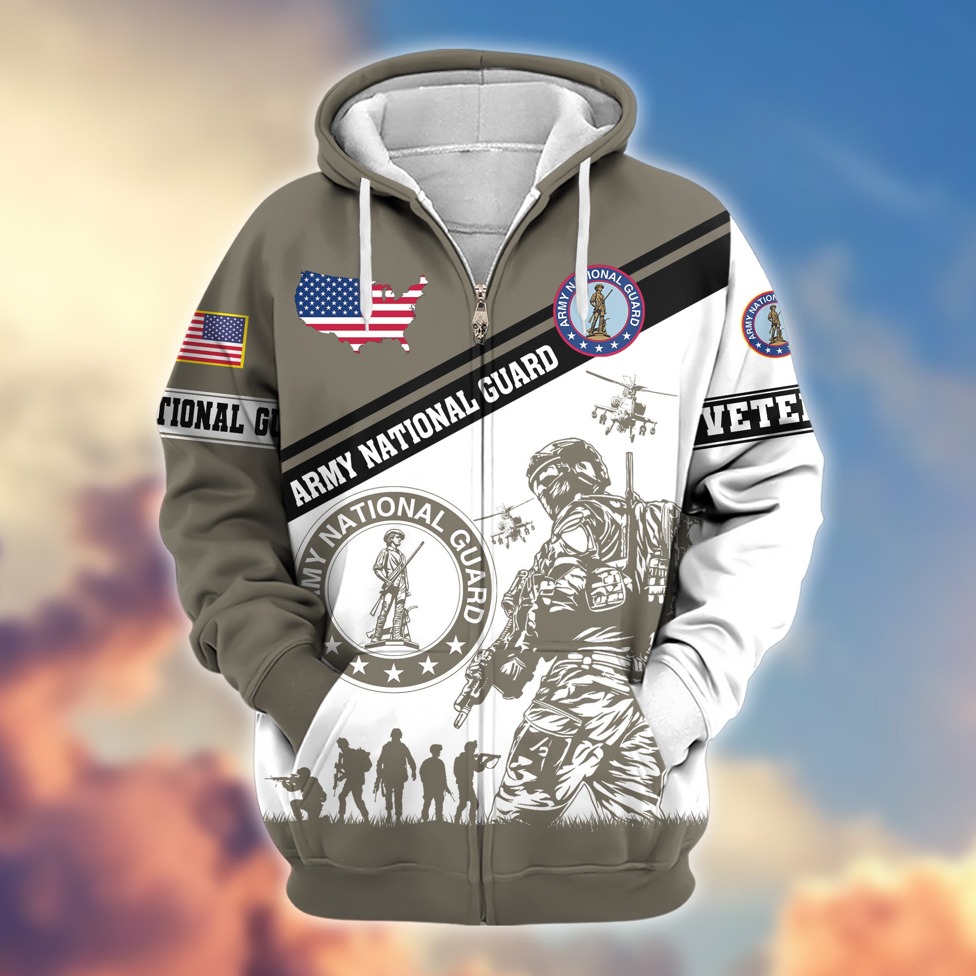 Premium US Army National Guard Zip Hoodie VPVC607308, Gifts For Army National Guard Veteran, Gifts On Father's Day, Veterans Day.