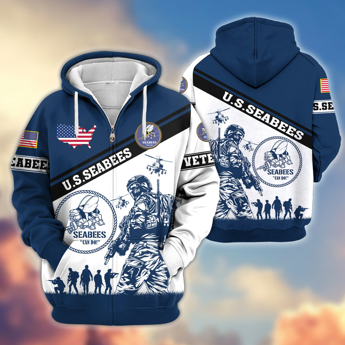 Premium US Seabees Zip Hoodie VPVC607309, Gifts For Seabees Veteran, Gifts On Father's Day, Veterans Day.