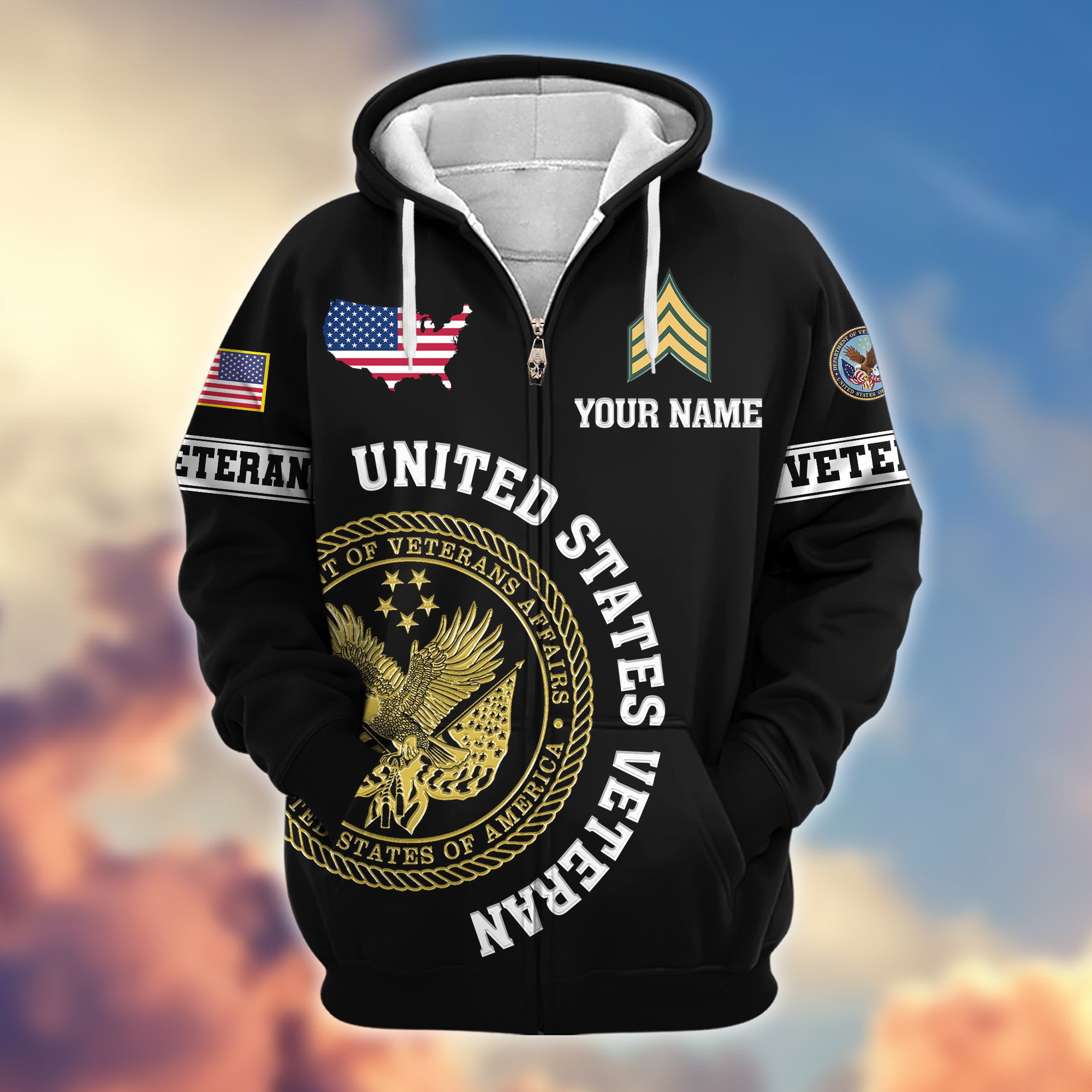 Premium Custom US Veteran Zip Hoodie VPVC607407, Gifts For US Veteran, Gifts On Father's Day, Veterans Day.