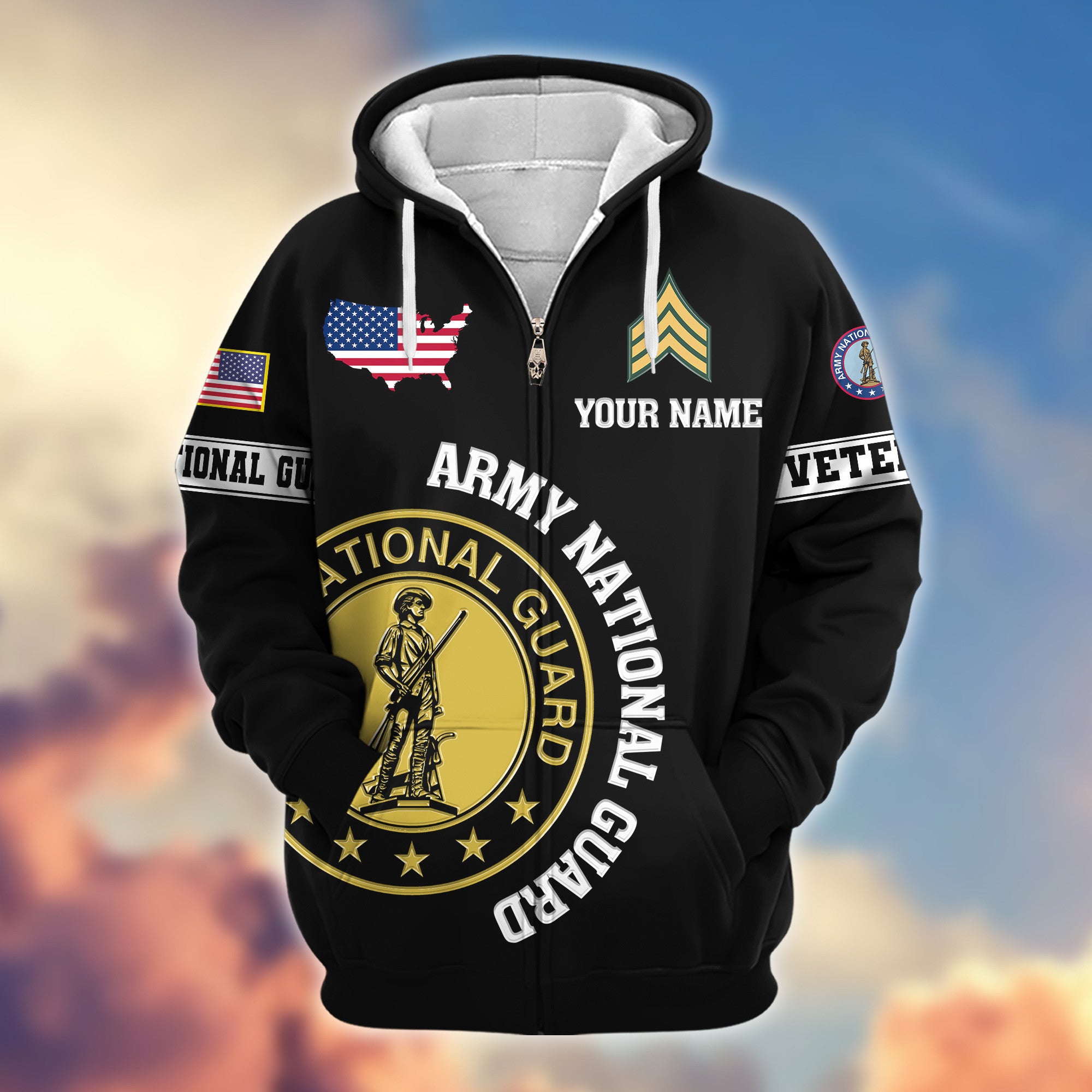 Premium Custom US Army National Guard Zip Hoodie VPVC607408, Gifts For Army National Guard Veteran, Gifts On Father's Day, Veterans Day.