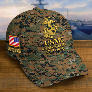 Premium Custom USMC Embroidered Hat VPVC308306, 250th Anniversary Marine Corps Hat, Gifts For Marine Veteran, Gifts On Father's Day, Veterans Day.
