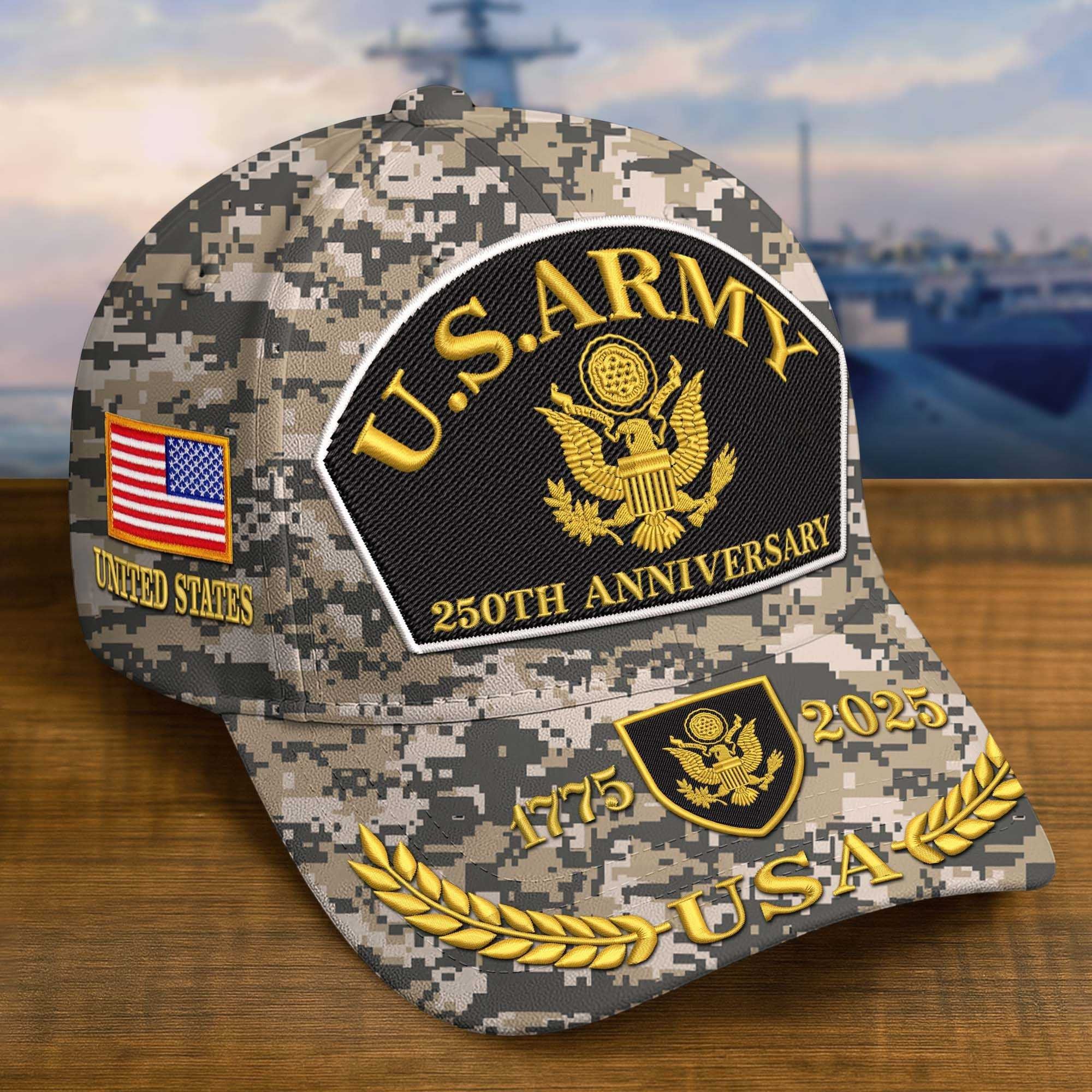 Premium 250th Anniversary Of The Army Embroidered Hats VPVC308401, Custom Name & Rank, Gifts For Army Veteran, Gifts On Father's Day, Veterans Day.