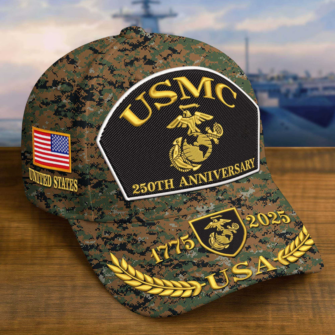 Premium Custom USMC Embroidered Hat VPVC308405, 250th Anniversary Marine Corps Hat, Gifts For Marine Veteran, Gifts On Father's Day, Veterans Day.