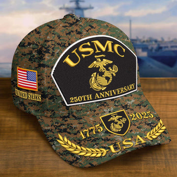 Premium Custom USMC Embroidered Hat VPVC308405, 250th Anniversary Marine Corps Hat, Gifts For Marine Veteran, Gifts On Father's Day, Veterans Day.