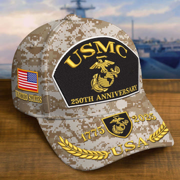 Premium Custom USMC Embroidered Hat VPVC308406, 250th Anniversary Marine Corps Hat, Gifts For Marine Veteran, Gifts On Father's Day, Veterans Day.