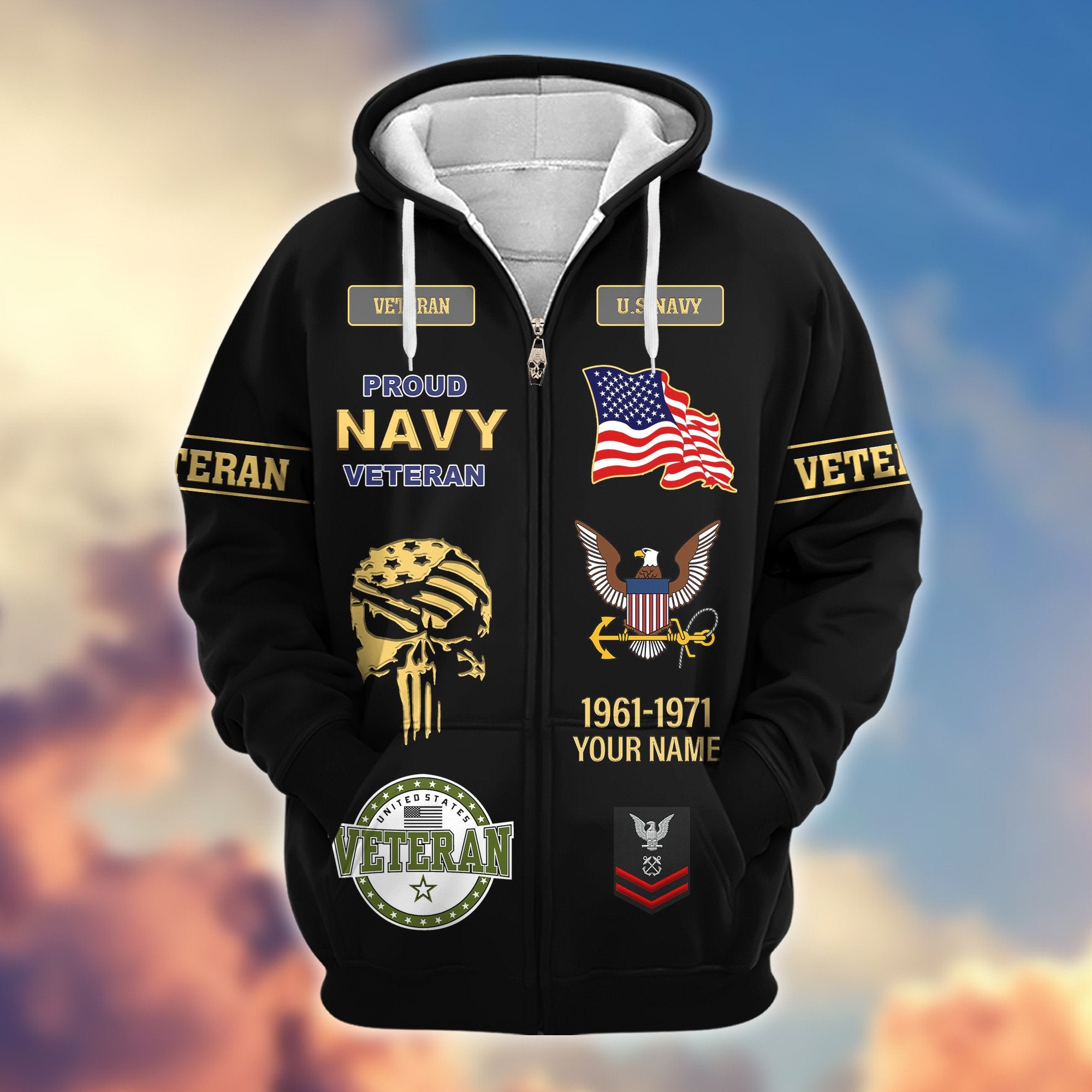 Premium Custom US Navy Zip Hoodie VPVC607502, Gifts For Navy Veteran, Gifts On Father's Day, Veterans Day.